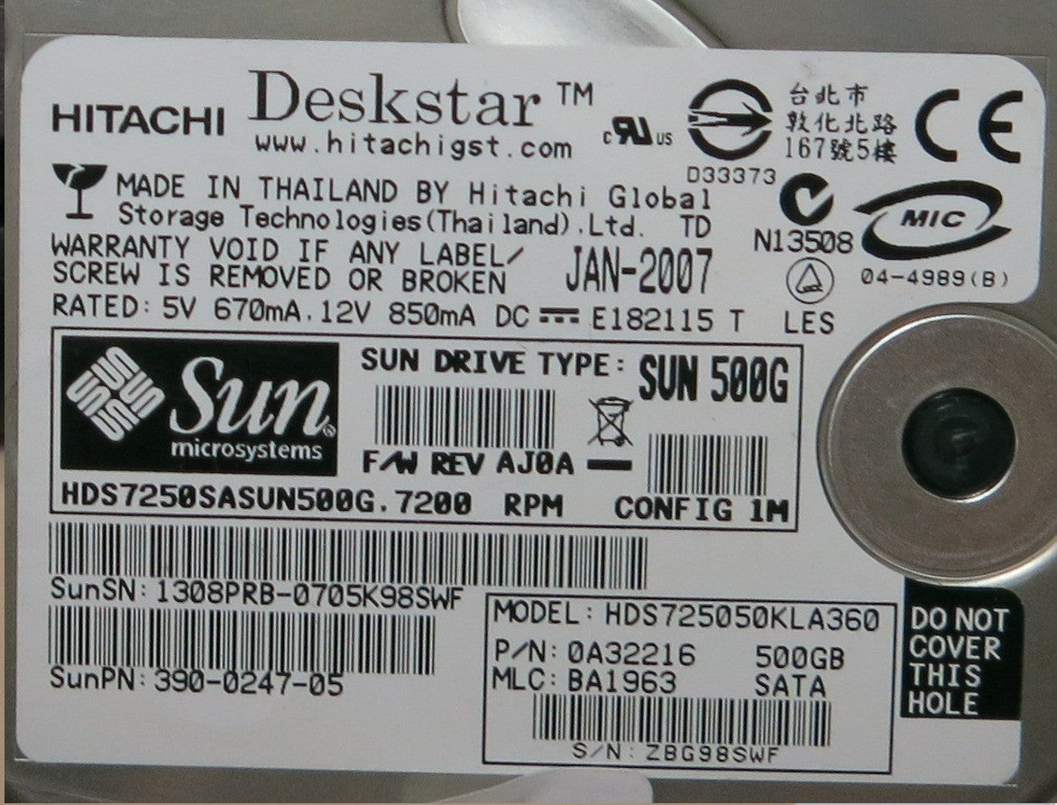 HDS725050KLA360 PN 0A32216 F 0A31169 01 PCB
