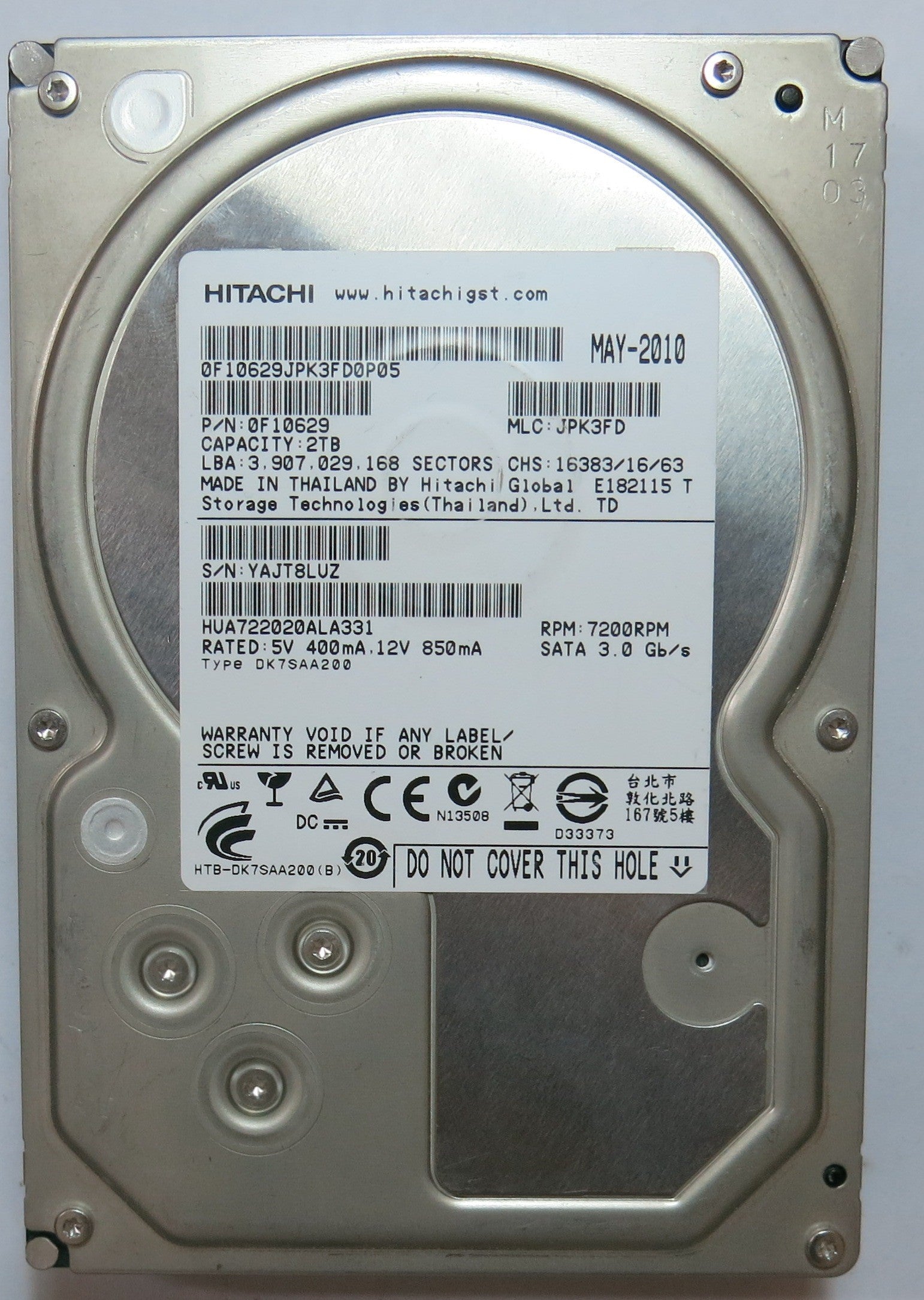 HITACHI HUA722020ALA331 PCB 110 0A90201,  2,TB