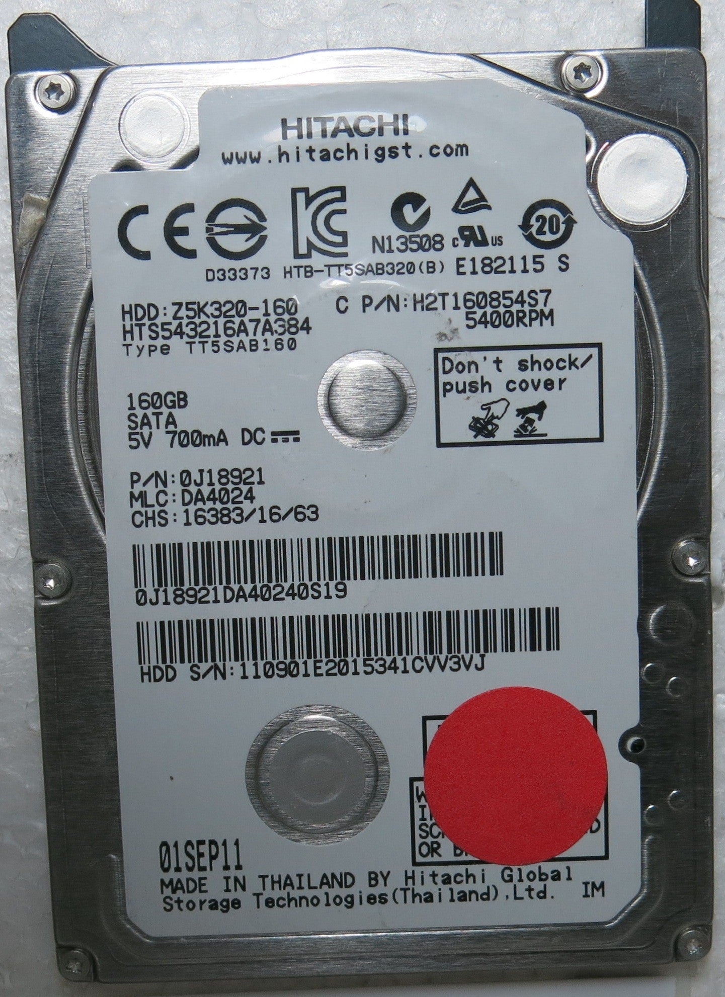 HTS543216A7A384 PN 0J18921 MLC DA4024 220 0A90269 01 PCB