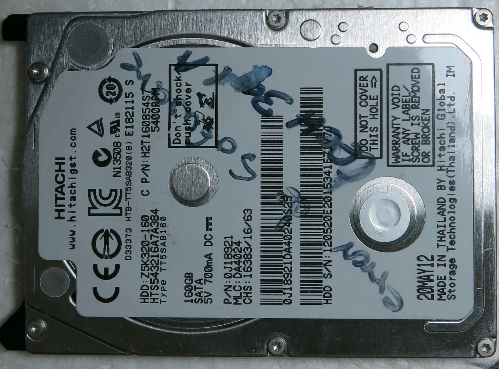 HTS543216A7A384 PN 0J18921 MLC DA4024 220 0A90269 01 PCB