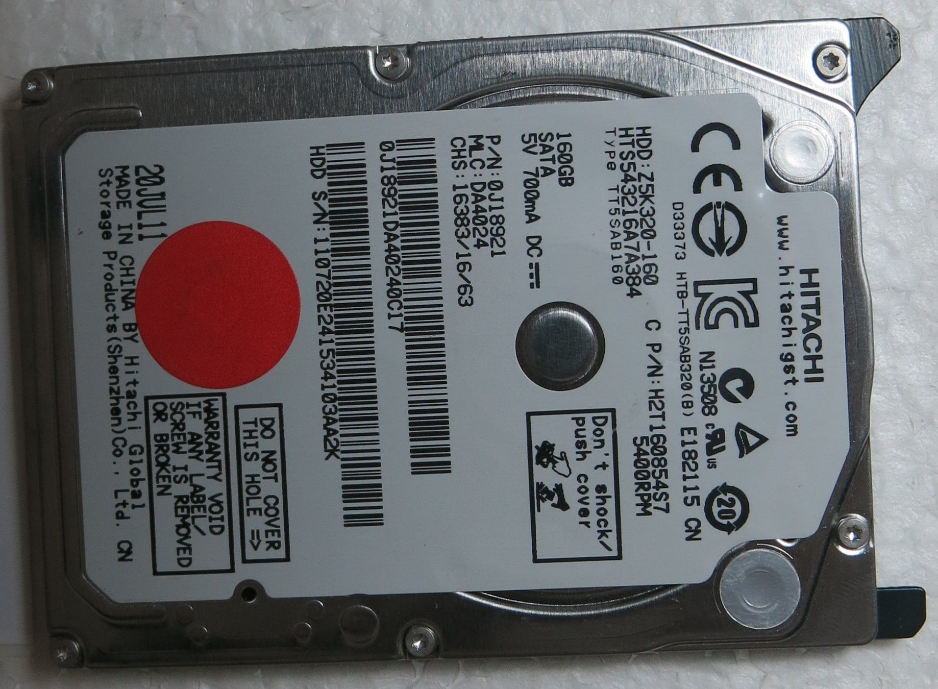HTS543216A7A384 PN 0J18921 MLC DA4024 220 0A90269 01 PCB