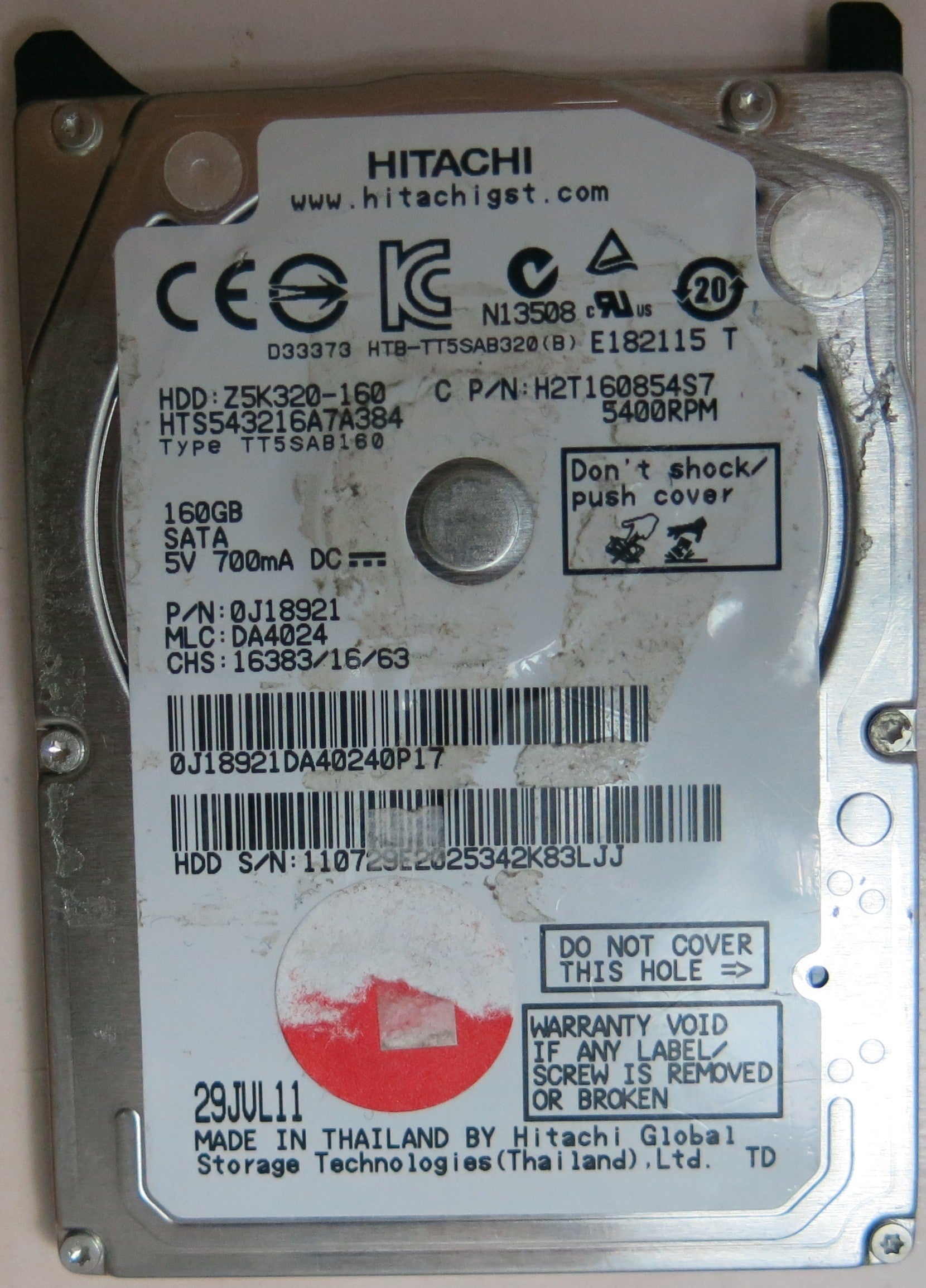 HTS543216A7A384, PN 0J18921, MLC DA4024, 220 0A90269 01 PCB