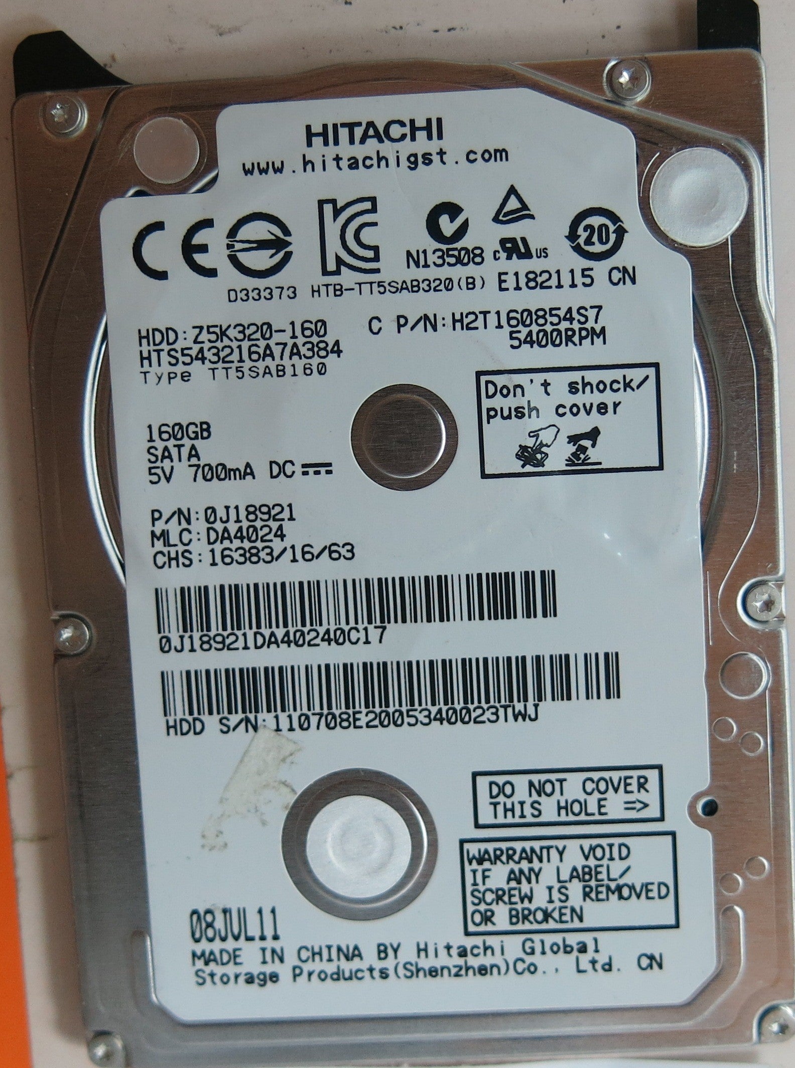 HTS543216A7A384, PN 0J18921, MLC DA4024, 220 0A90269 01 PCB