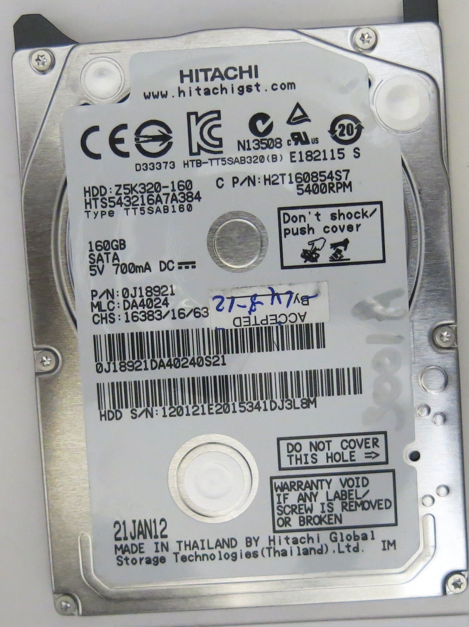 HTS543216A7A384 PN 0J18921 MLC DA4024 220 0A90269 01 PCB