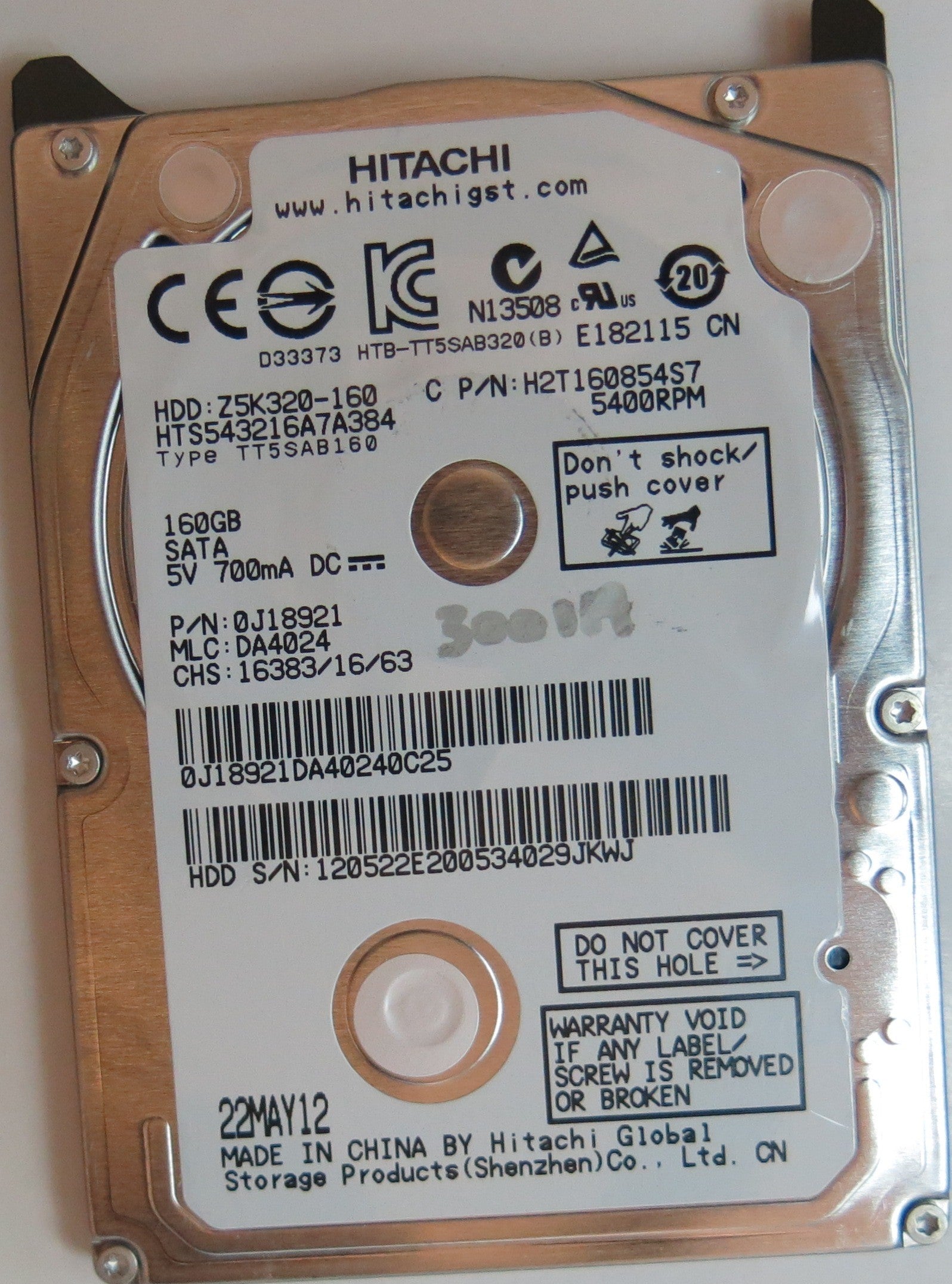 HTS543216A7A384 PN 0J18921 MLC DA4024 220 0A90269 01 PCB