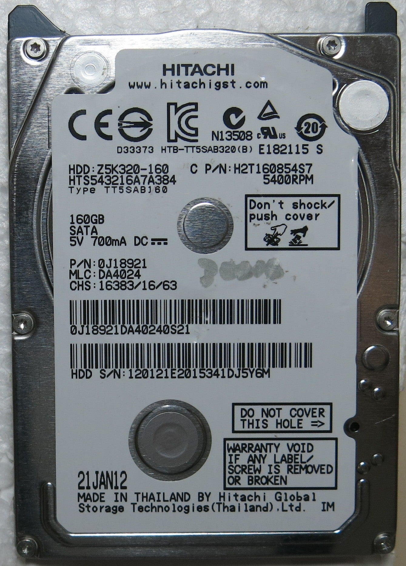 HTS543216A7A384 PN 0J18921 MLC DA4024 220 0A90269 01 PCB