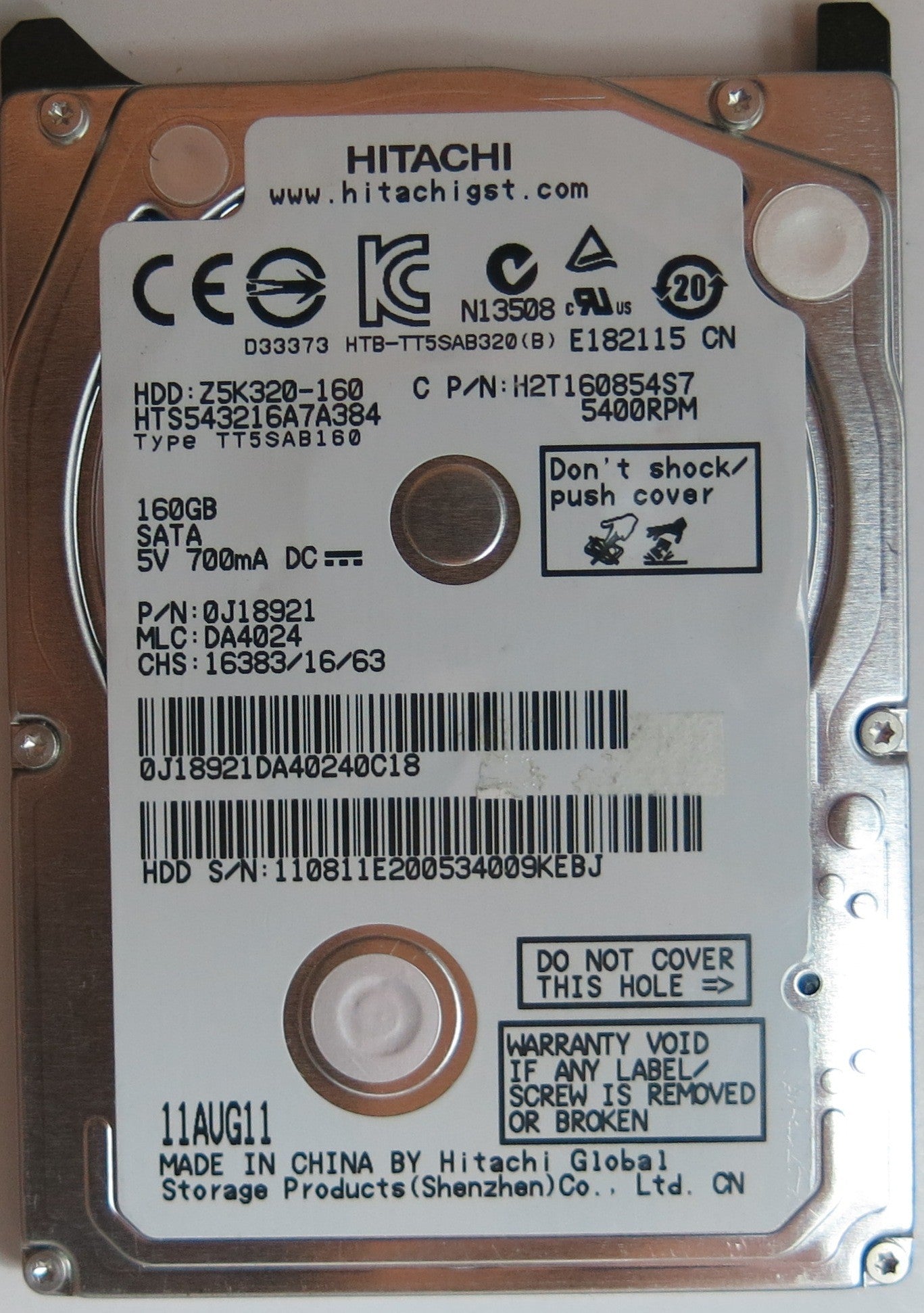 HTS543216A7A384 PN 0J18921MLC DA4024 220 0A90269 01 PCB