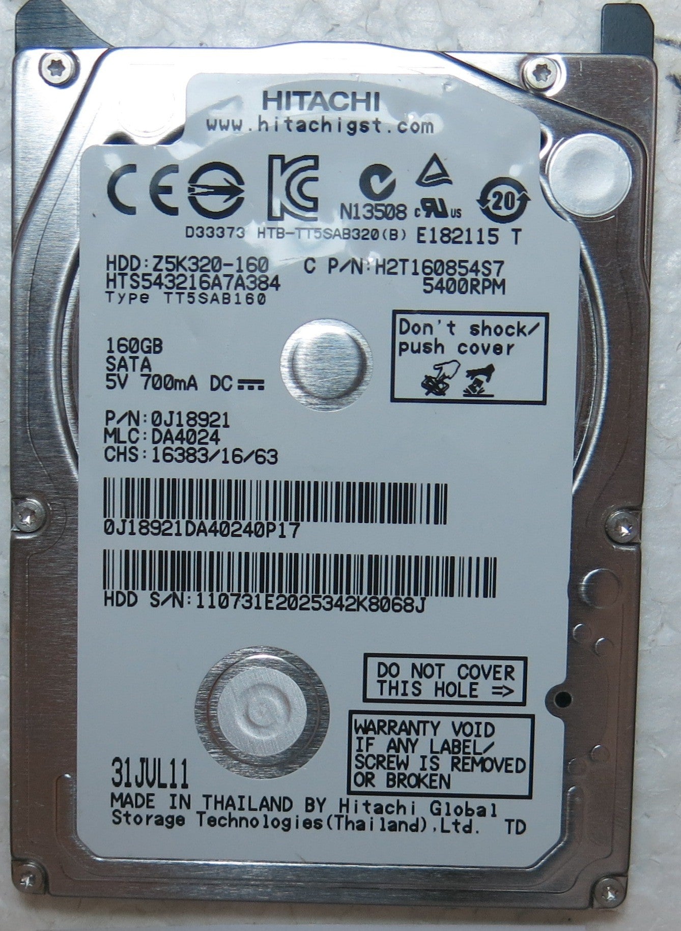 HTS543216A7A384, PN, MLC DA4024 220 0A90269 01 PCB