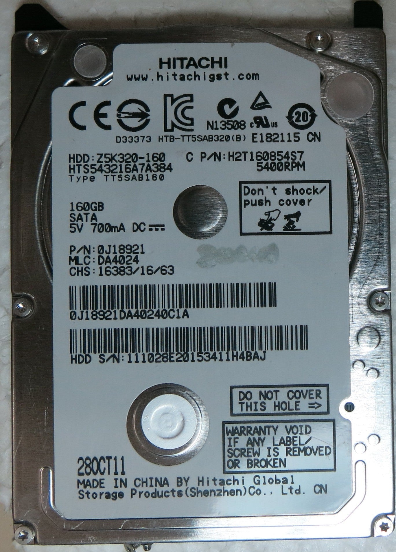HTS543216A7A384, PN, MLC DA4024 220 0A90269 01 PCB