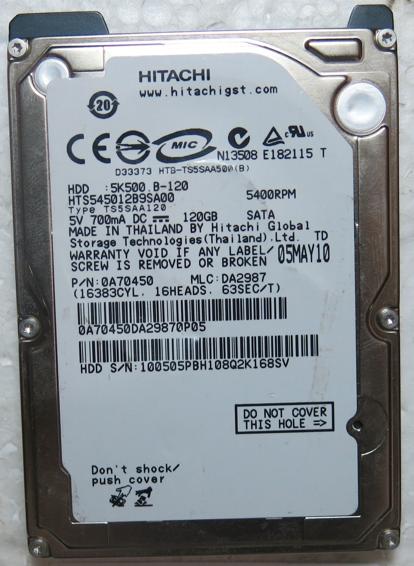HTS545016B9SA00 PN 0A70451 MLC DA2987 220 OA90161 01 PCB