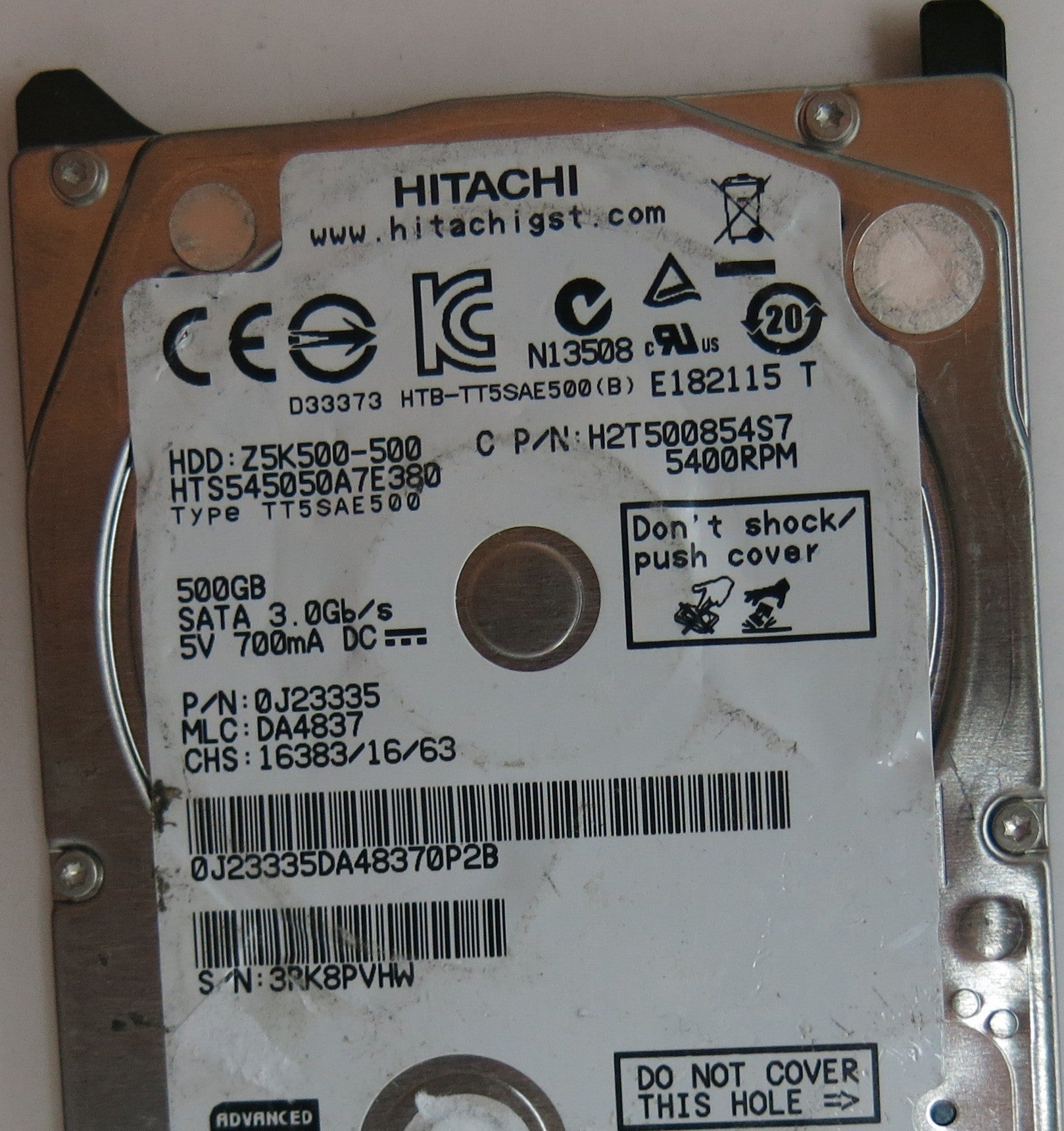 HTS545050A7E380 PN 0J23335 MLC DA4837 220 0A90351 01 PCB