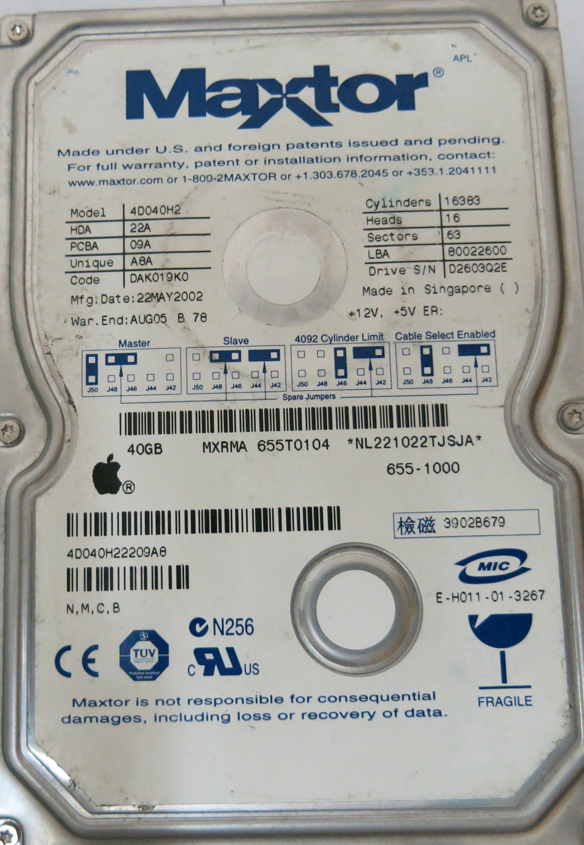 4D040H2 PCB:&nbsp;3014241000 SERIAL NUMBER: D2603Q2EFD22A