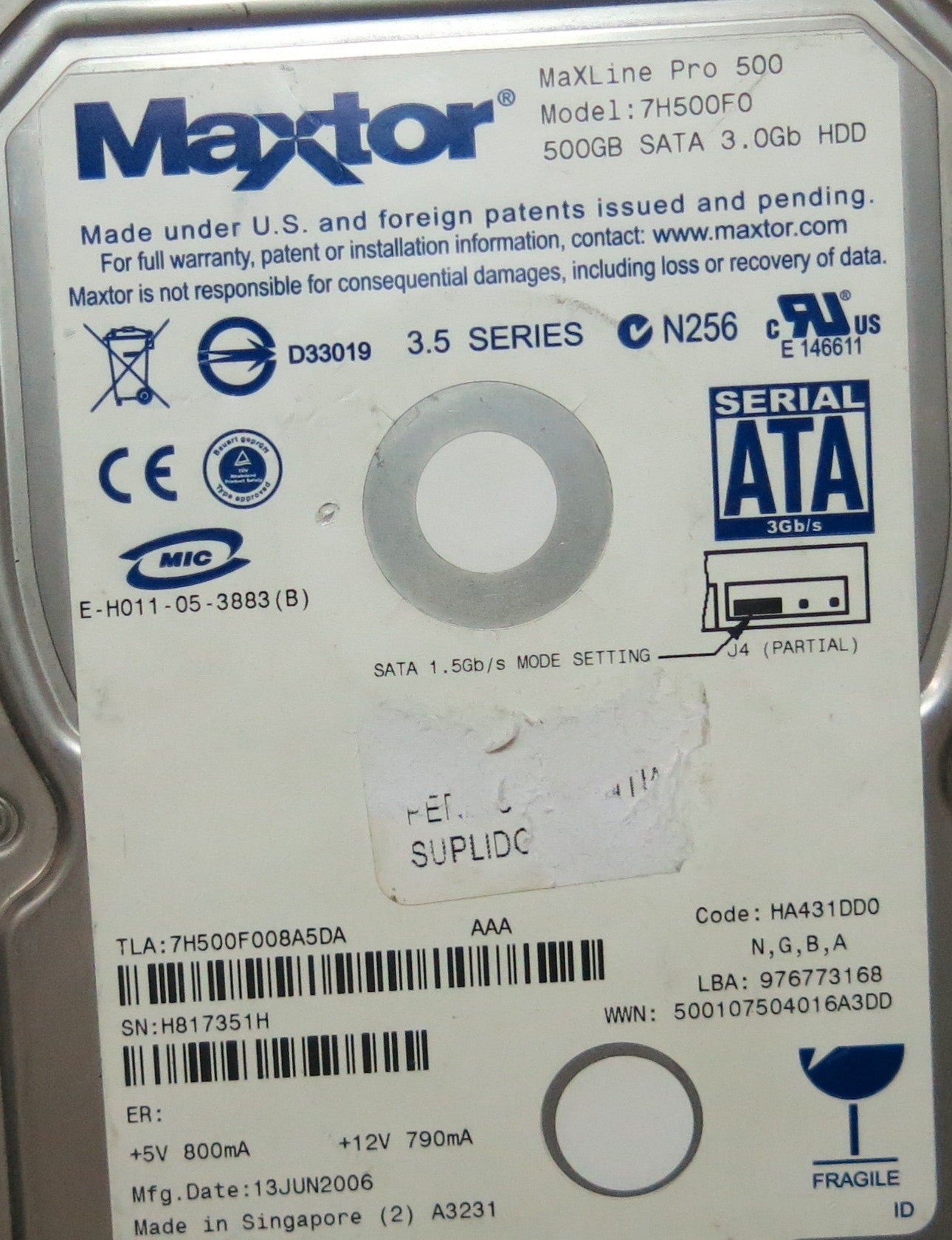 MAXTOR 7H500F0, PN , MLC  , 302021103 PCB