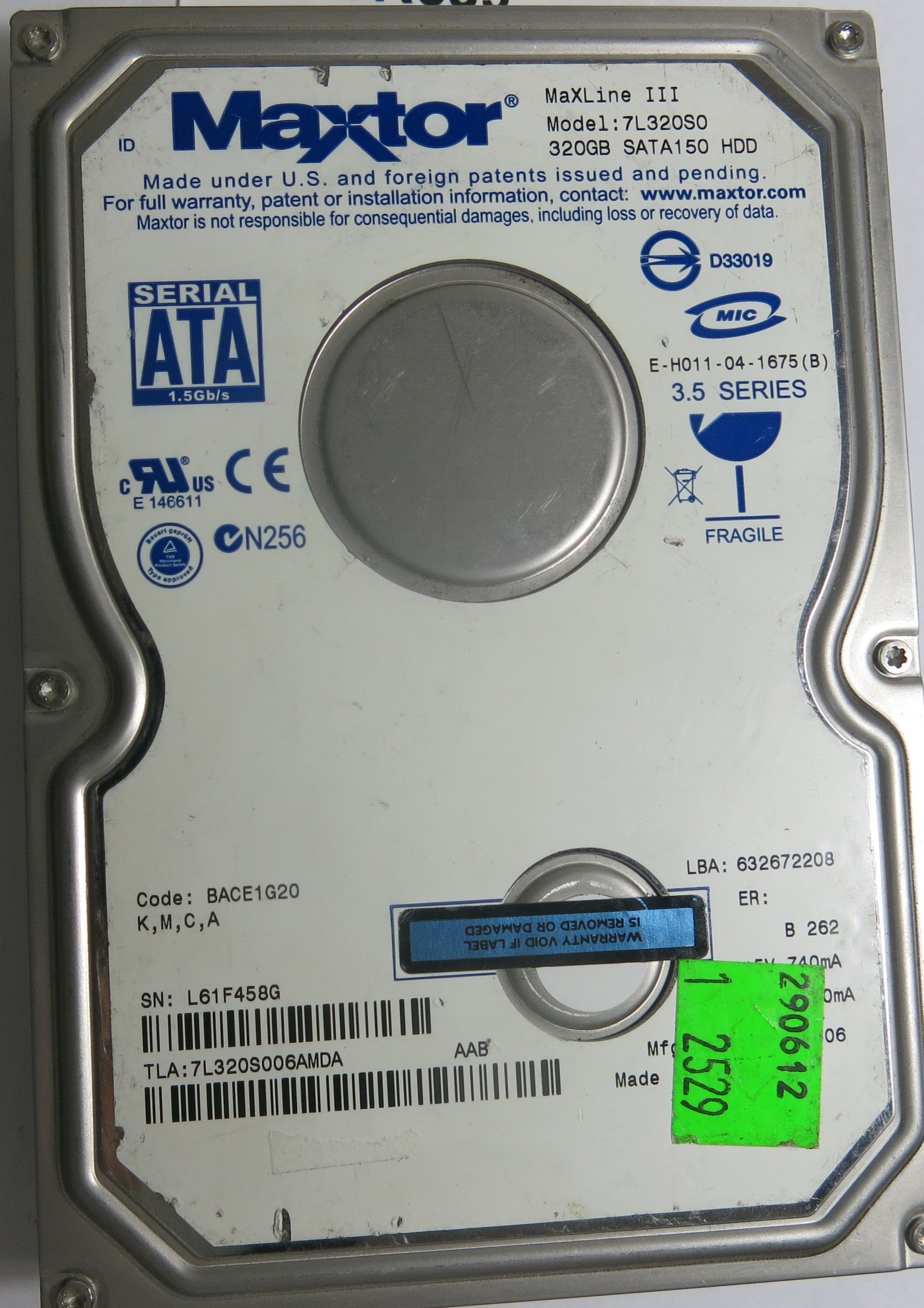 7L320S0 PCB: 302071101 SERIAL NUMBER: L61F458G  320GB