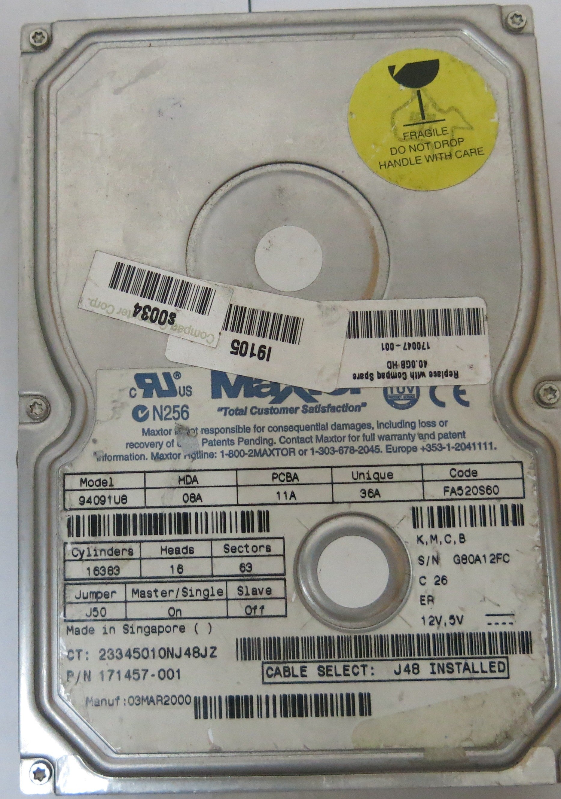 MAXTOR 94091U8 CODE FA520S60