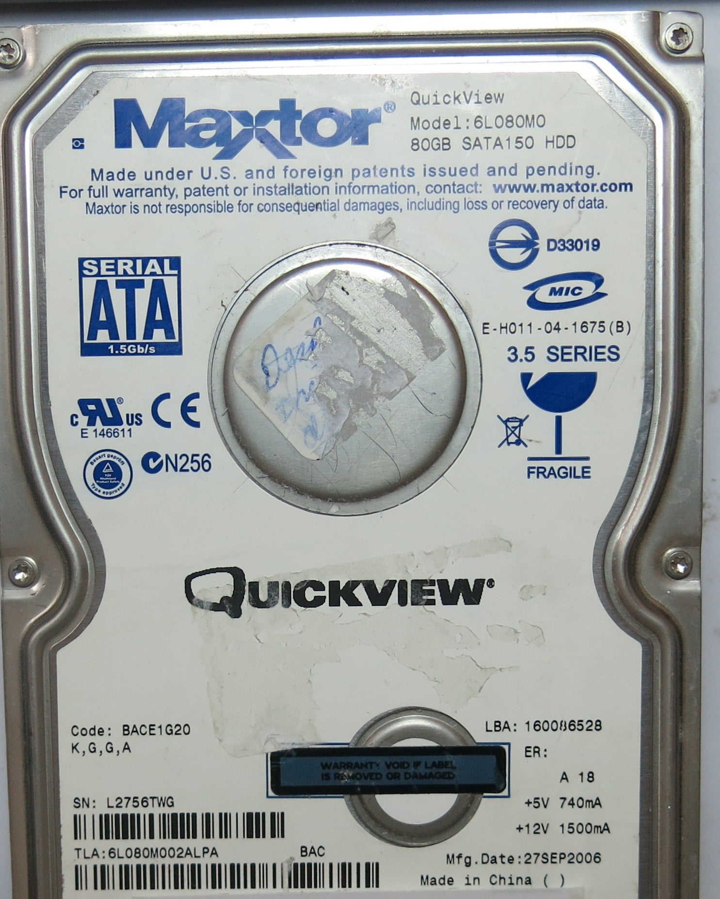 MAXTOR L6080M0, PN , MLC  , 302071101 PCB