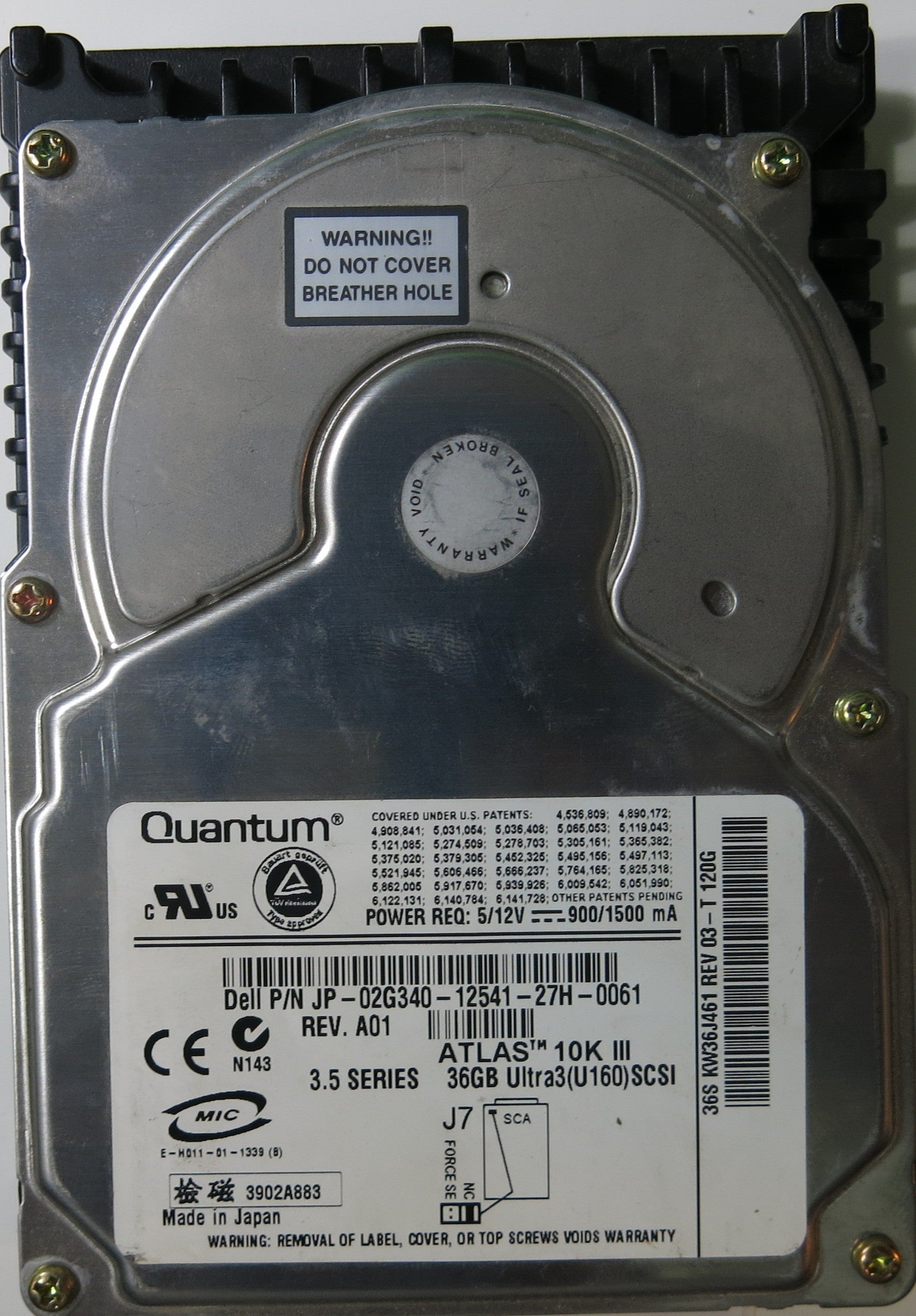 36S KW36J461 REV 03-T 120G,  Serial:JP-02G340-12541-27H-0061,  36GB 3.5,  PCB:10-12538- REV A