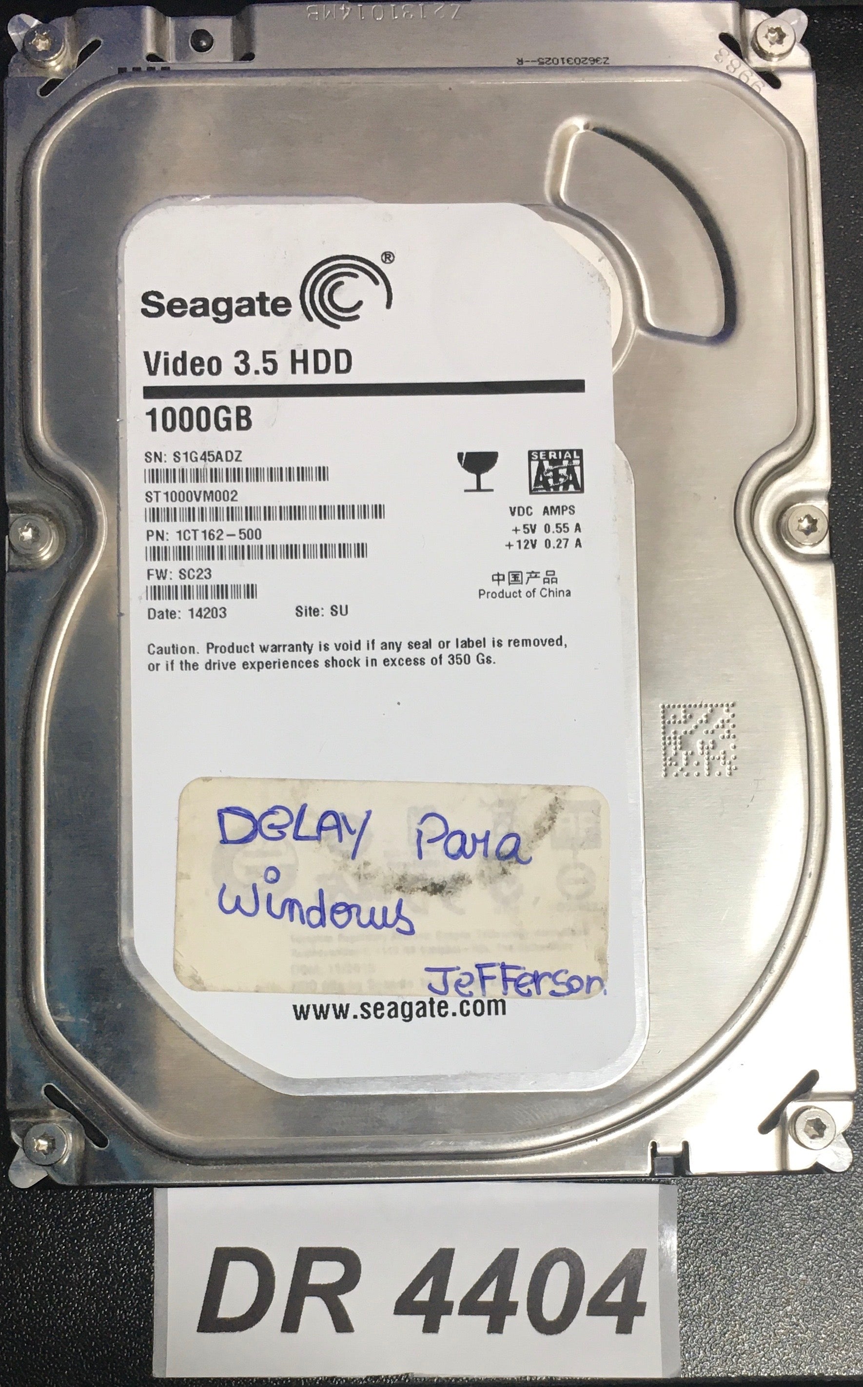ST1000VM002 P/N:  1CT162-500  FW:SC23 Serial Number: S1G45ADZ  1000GB 3.5  PCB:  100687658 REV C