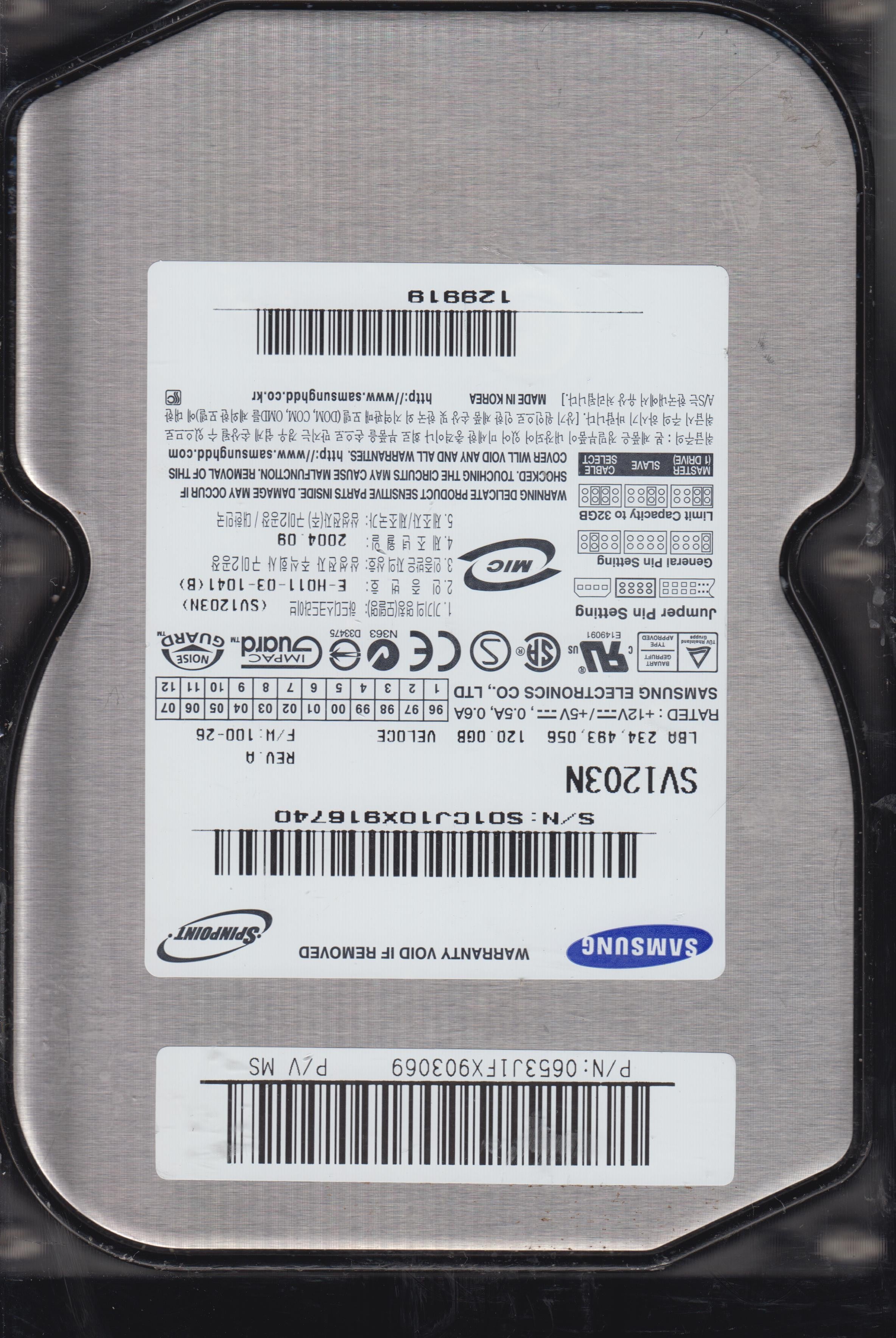 SV1203N REV A FW100-26 120GB 3.5