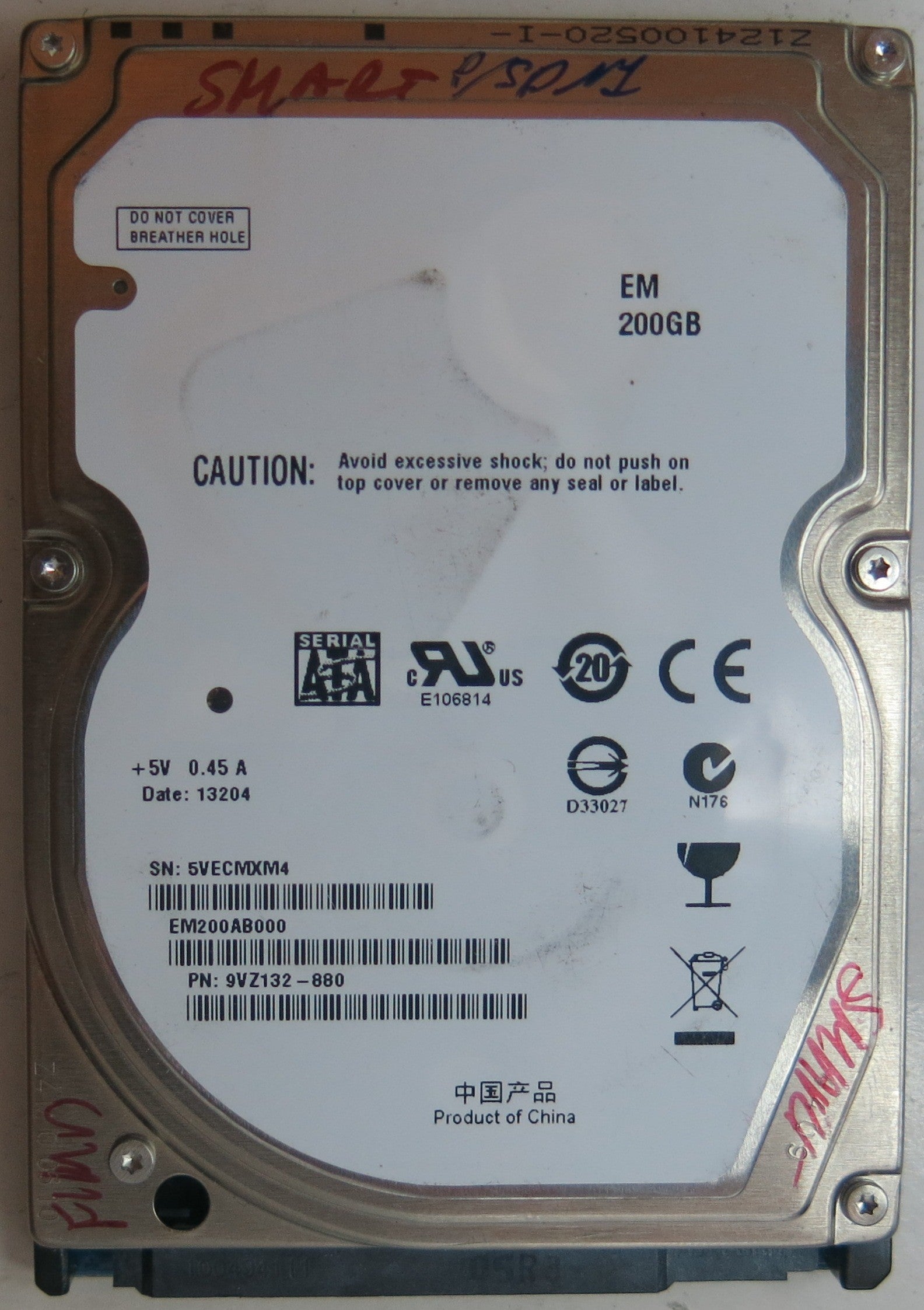 EM200AB000 PCB: 9VZ132-880 SRIAL NUMBER: 5VECMXM4 PN 9VZ132-880  200 GB