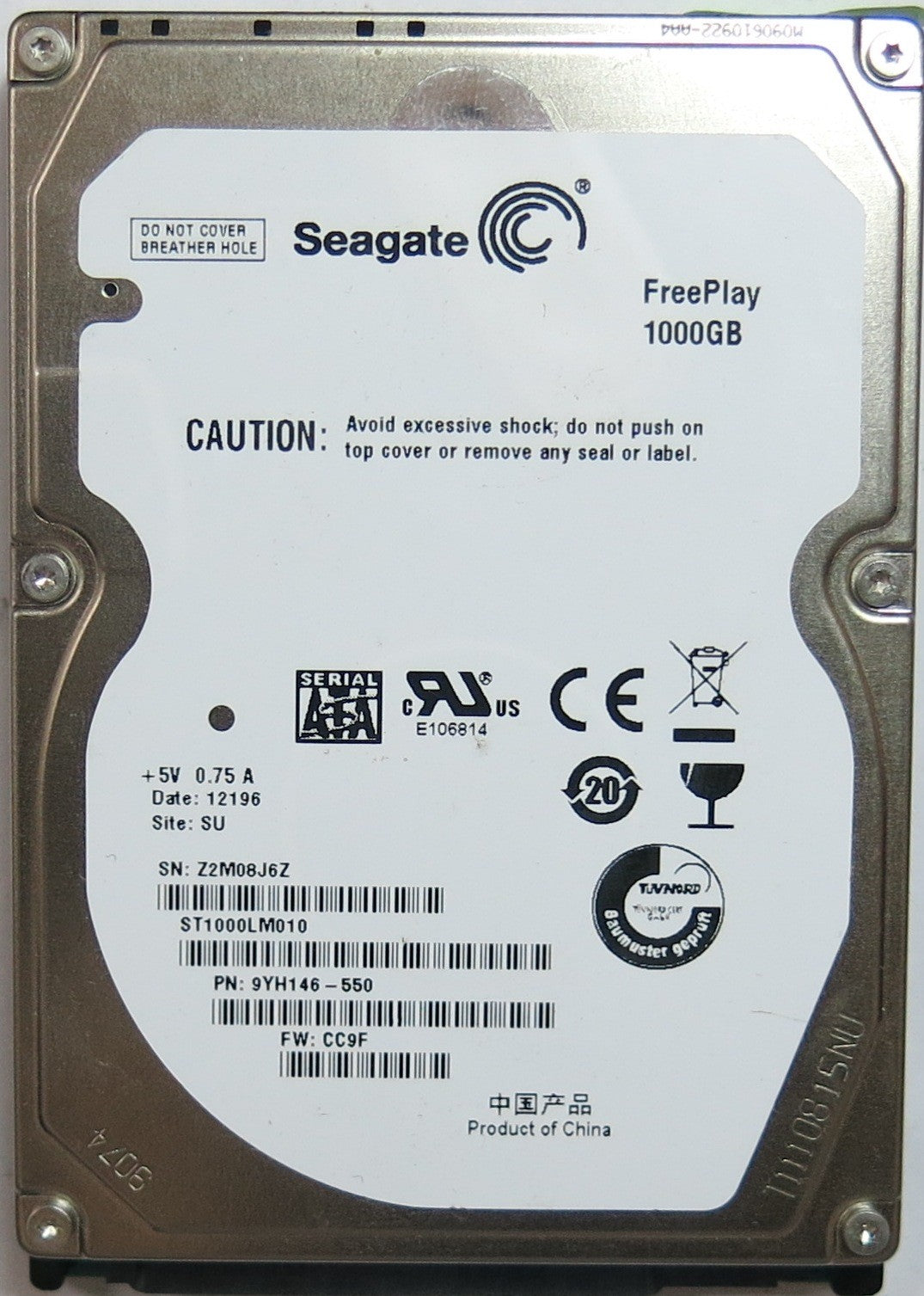ST1000LM010 PCB: 100609264 REV B  SERIAL Z2M08J6Z, PN 9YH146'550, FW9YH146'550, 1000GB,