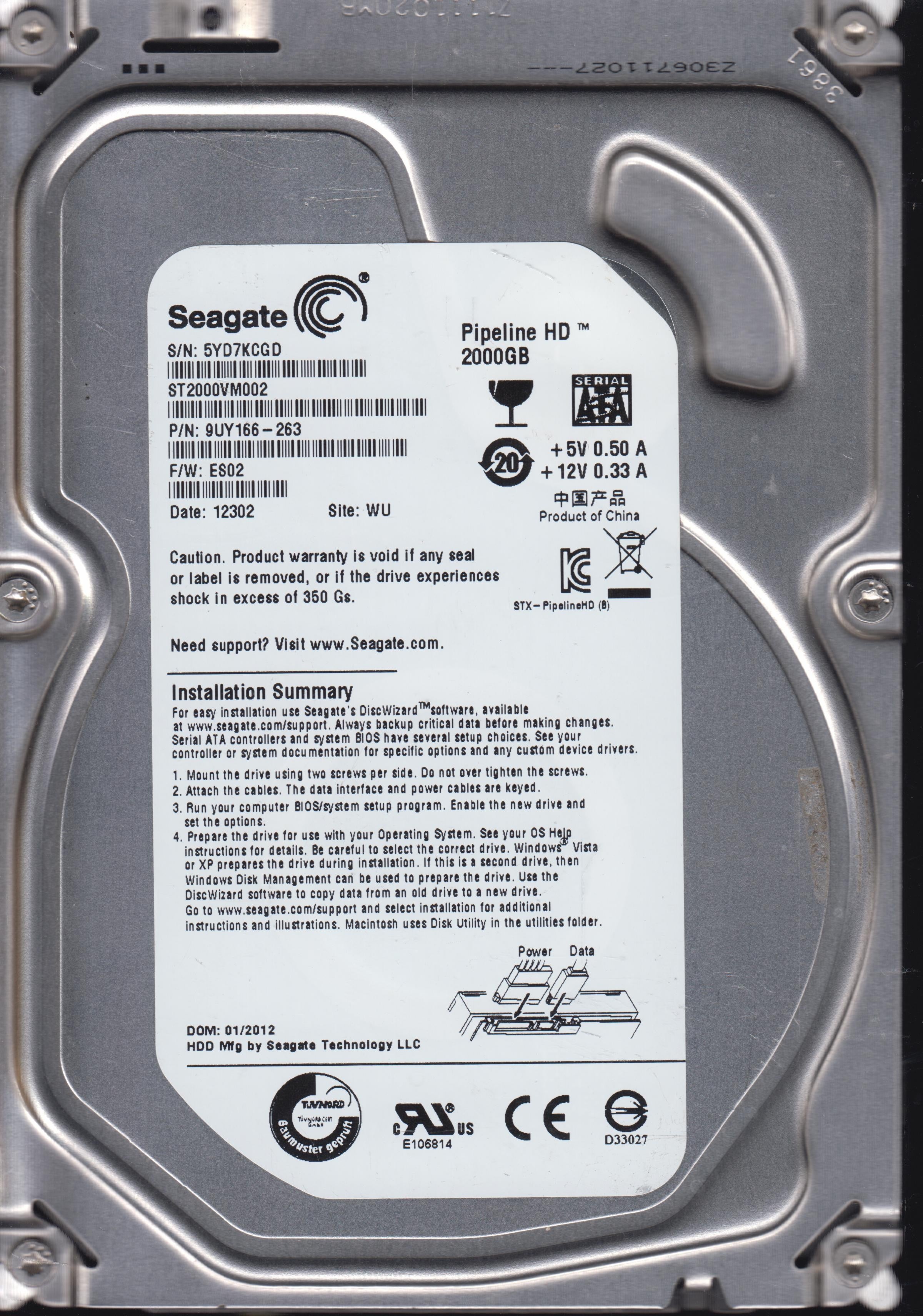 ST2000VM002, Serial:5YD7KCGD, 2000GB 3.5