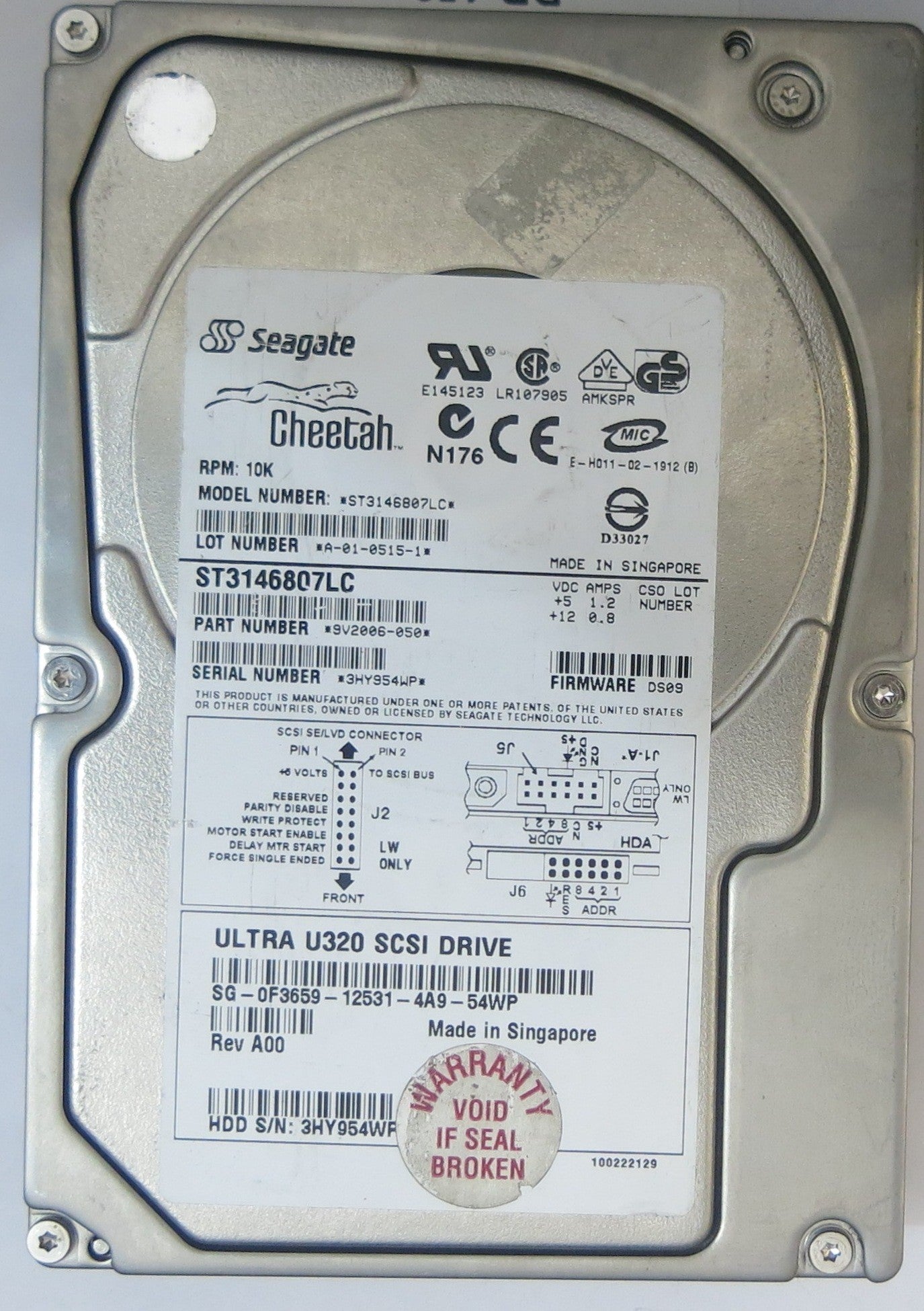 SEAGATE ST3146807LC PN 9V2006-050  FW DS09