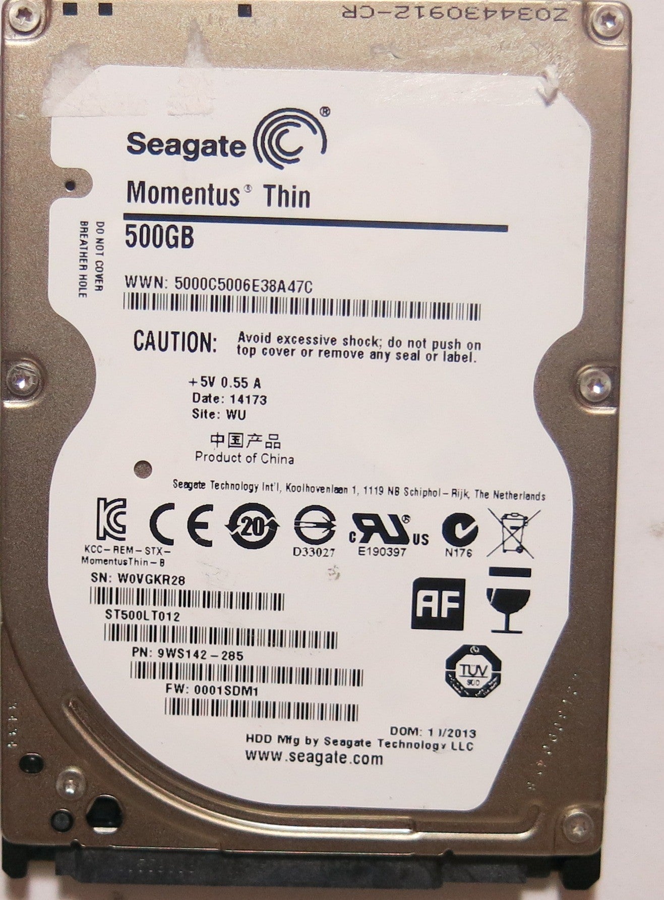 SEAGATE ST500LT012 PN 9WS142'285FW 0001SDM1 500,GB