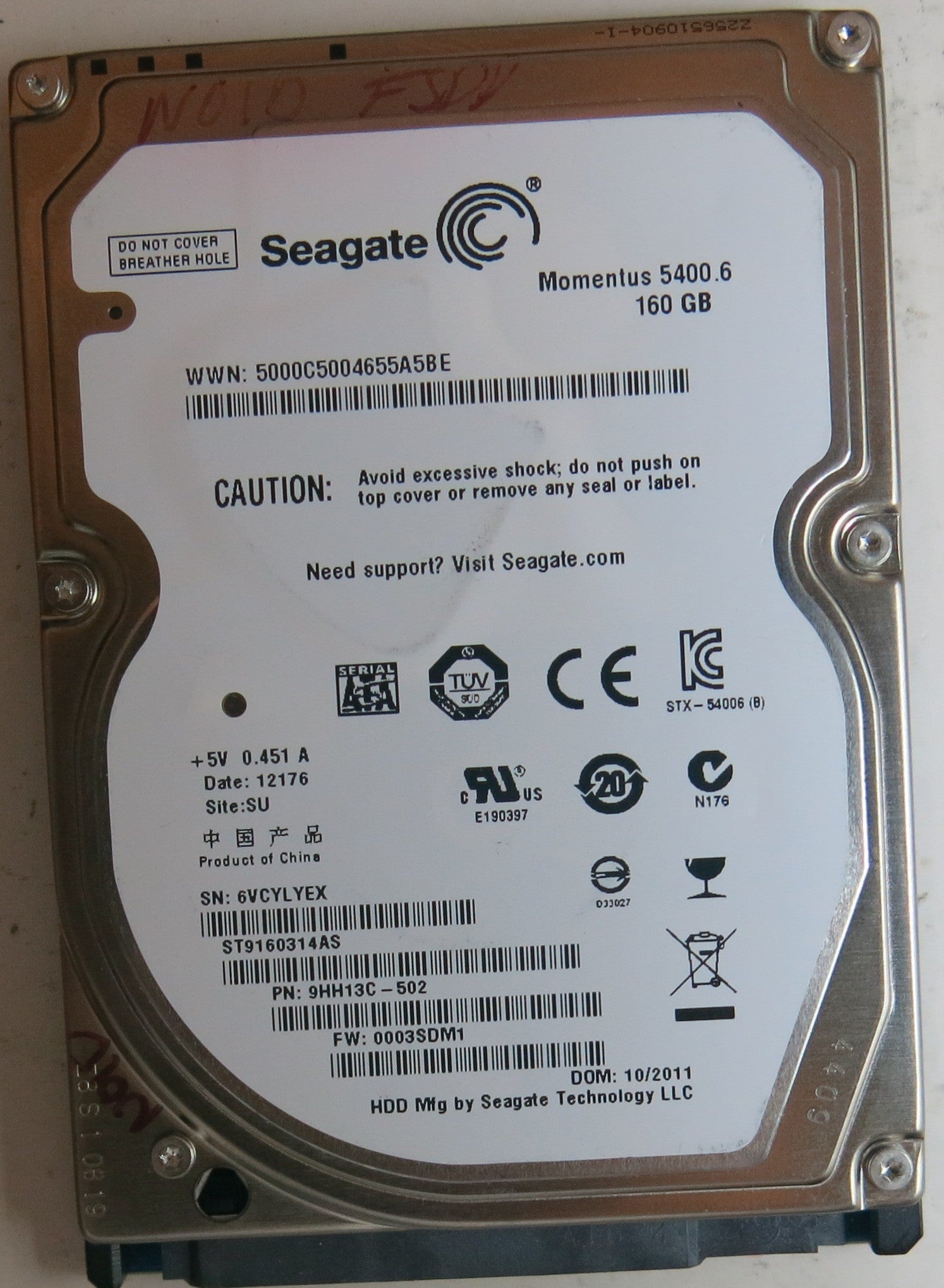 ST9160314AS PN 9HH13C-502FW 0003SDM1 160 GB