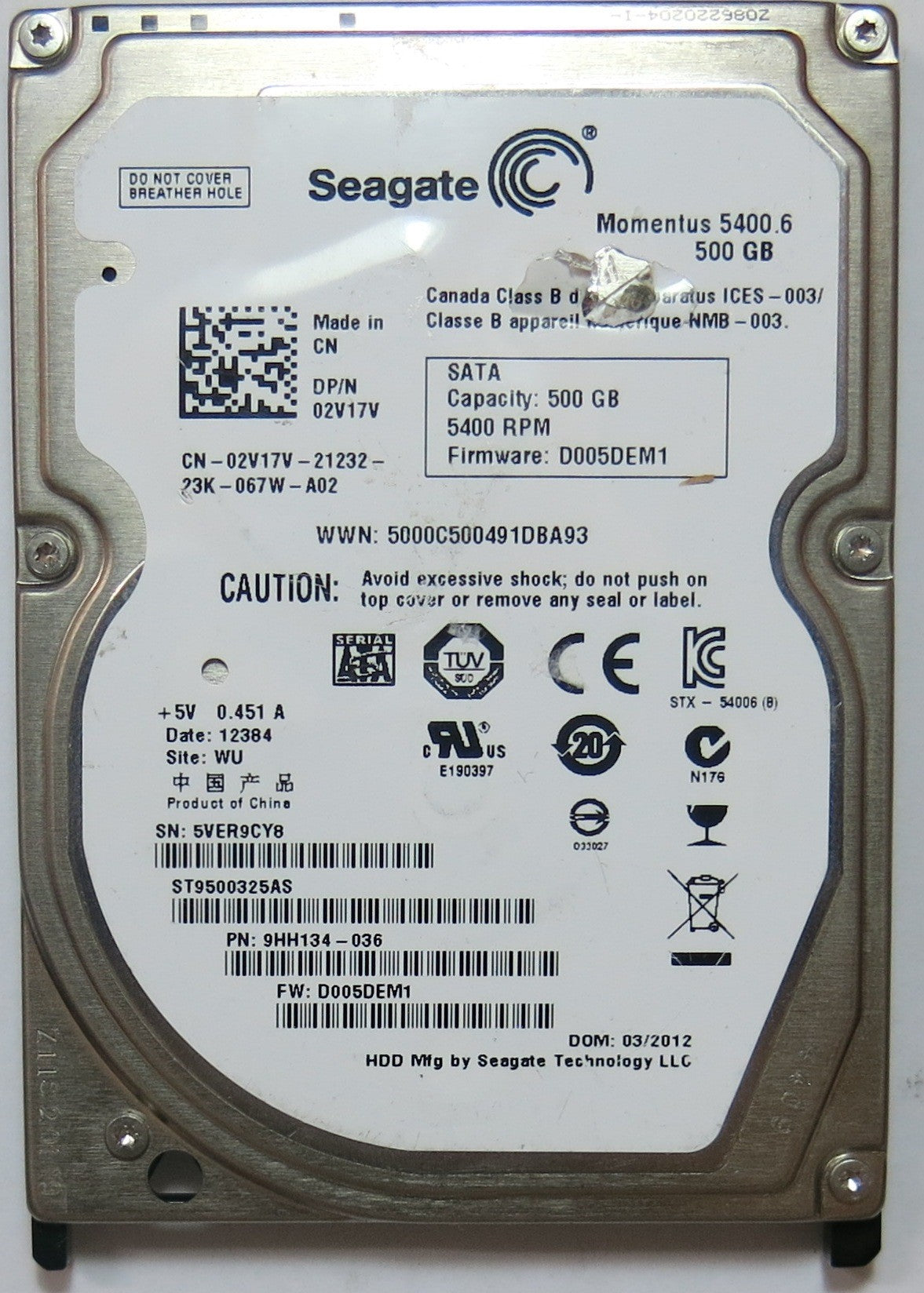 SEAGATE ST9500325AS, D005DEM1 PCB
