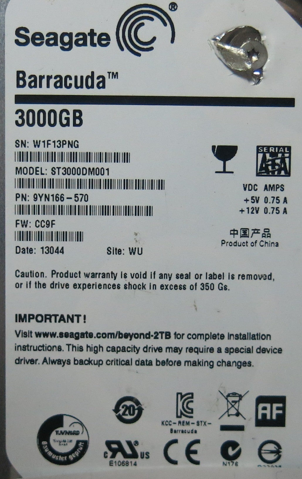 ST3000DM001 PN 9YN166-570 100664987 REV B PCB