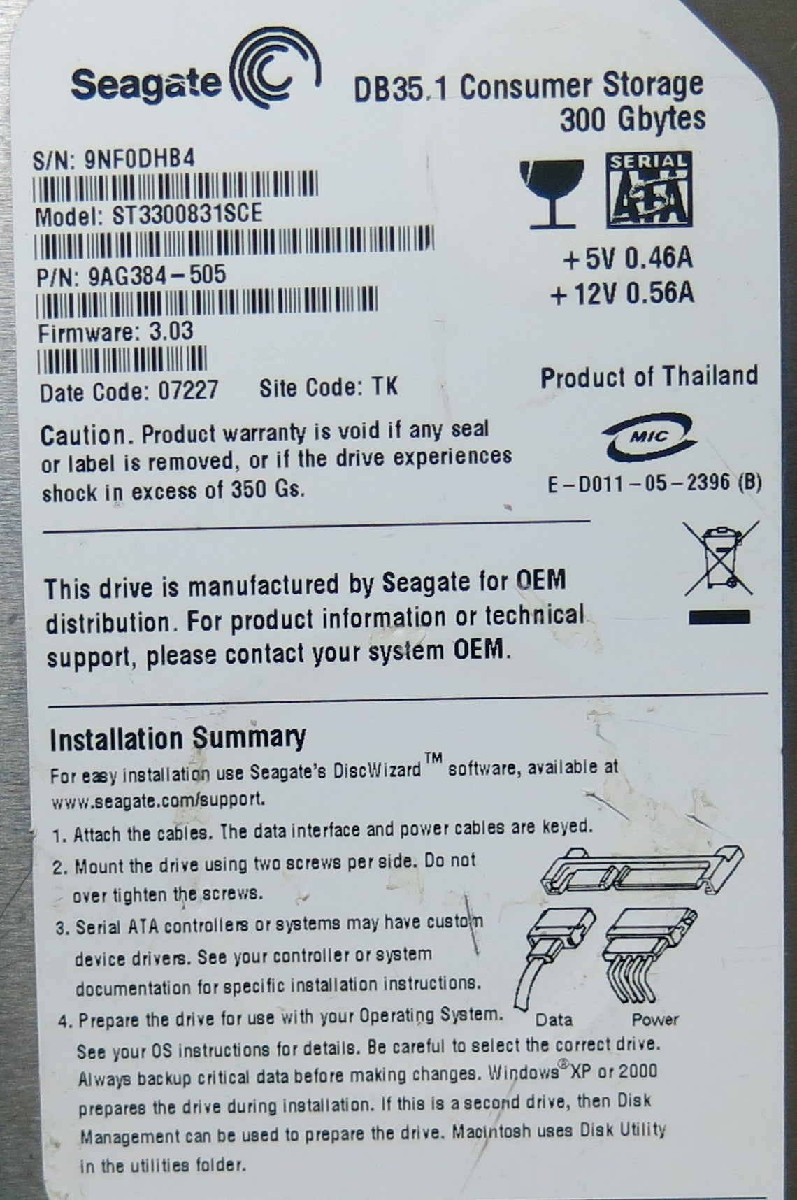 ST3300831SCE 100337233 REV B PCB PCB