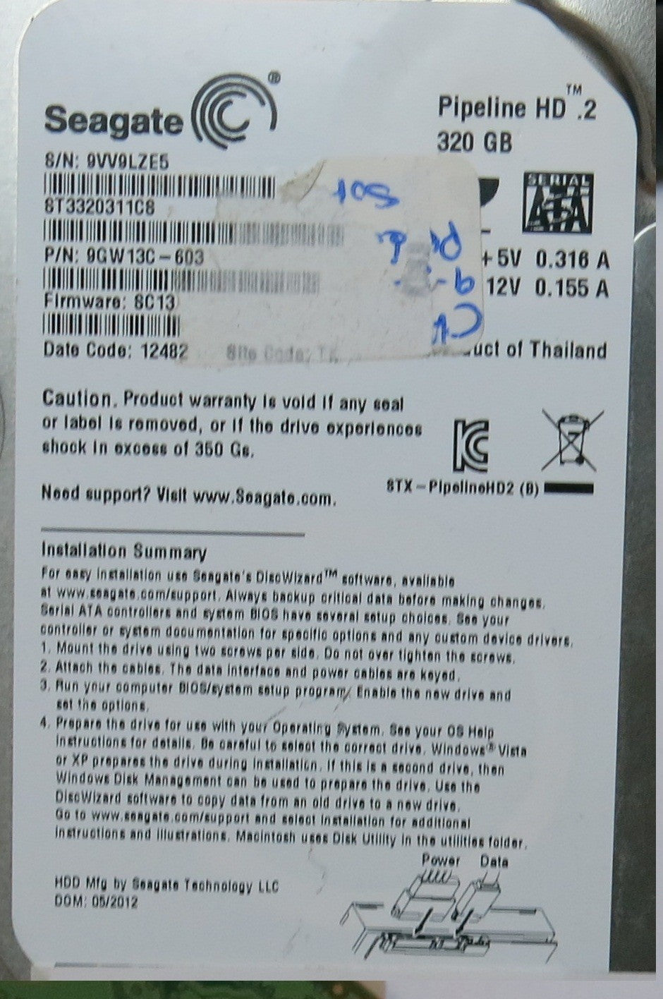 ST3320311CS PN 9GW13C-603 100535704 REV C SC13 PCB