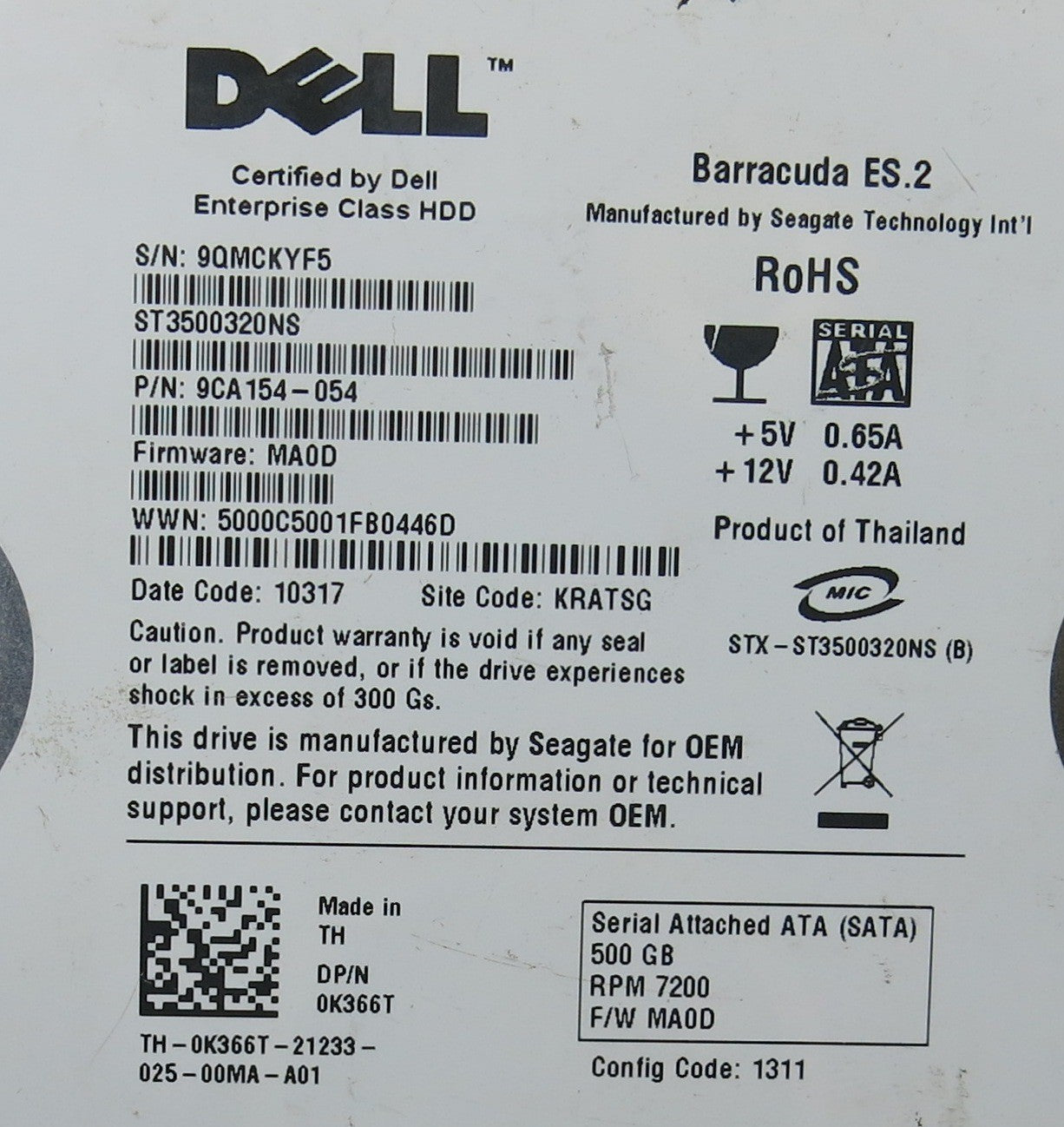 ST3500320NS PN 9CA154-054 100475720 REV A PCB