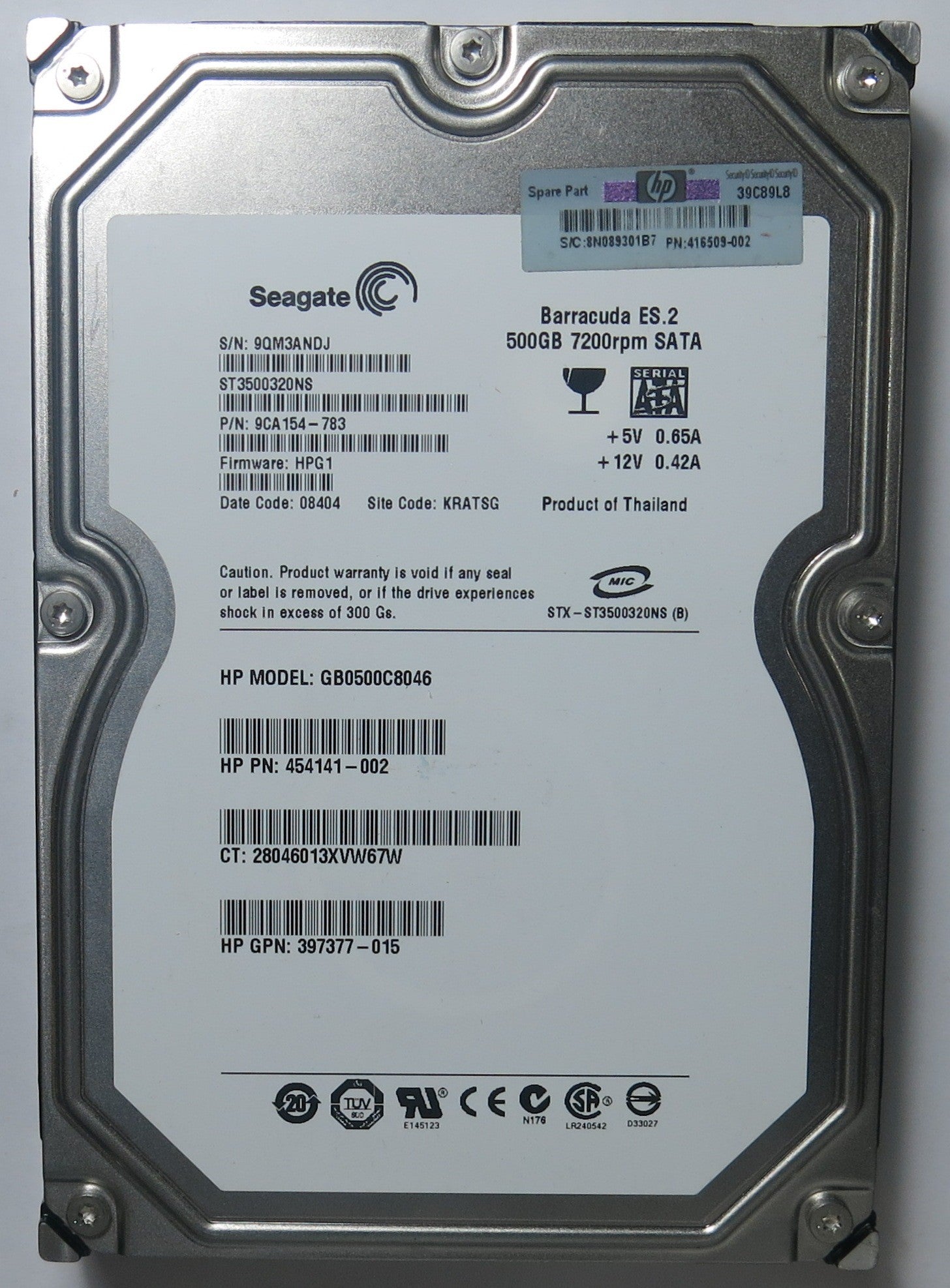 ST3500320NS PN 9CA154-783 FW HPG1