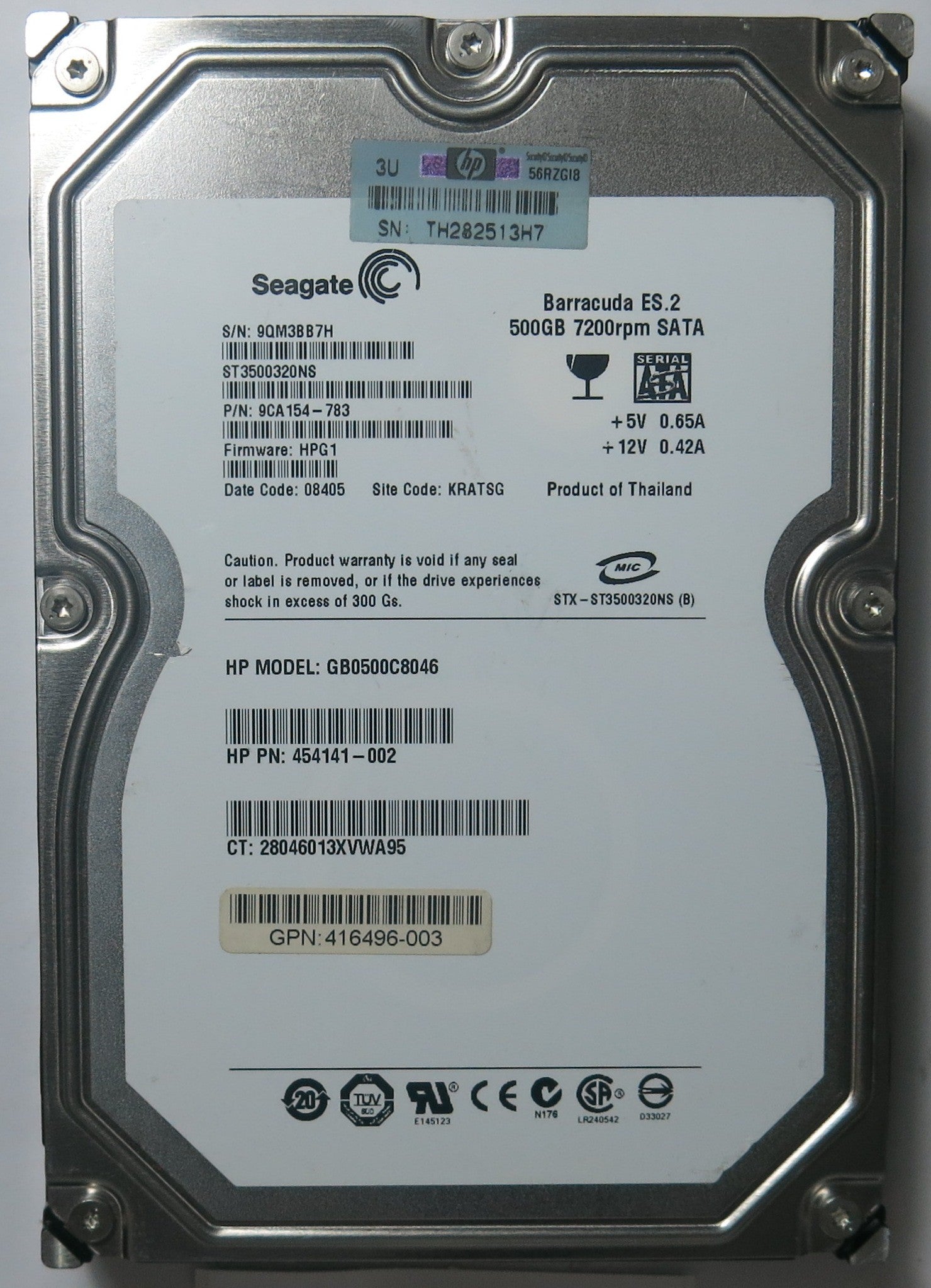 ST3500320NS PN 9CA154-783 FW HPG1