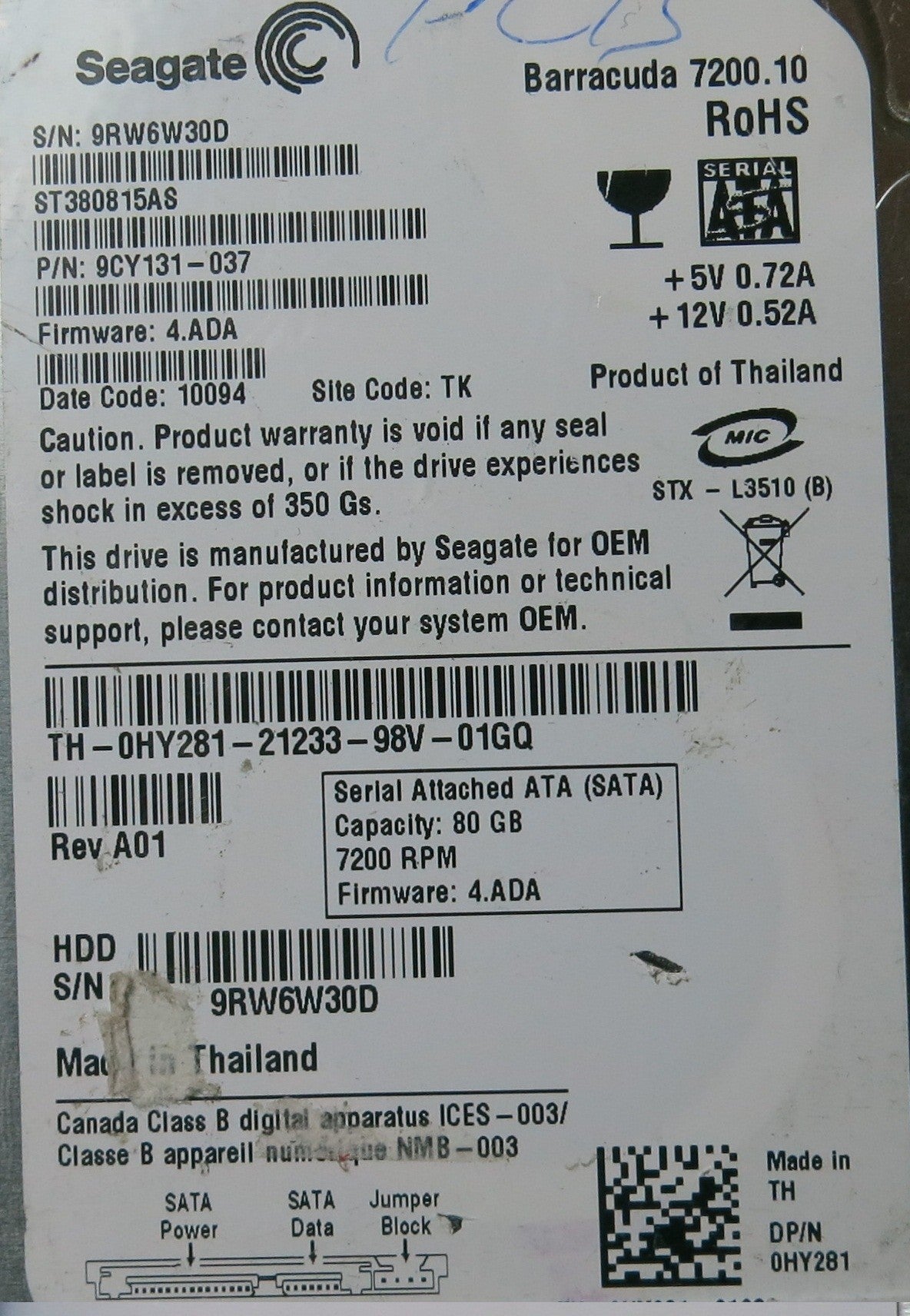 ST380815AS 100470387 REV B PCB