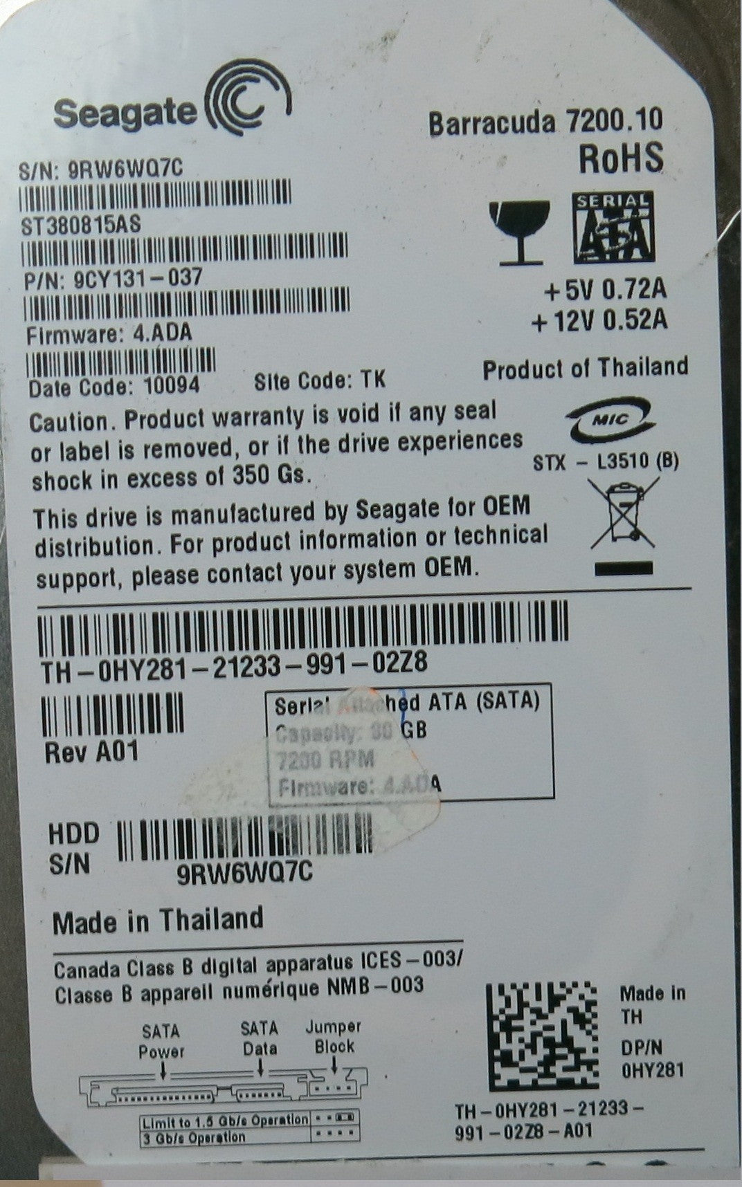 ST380815AS 100470387 REVB PCB