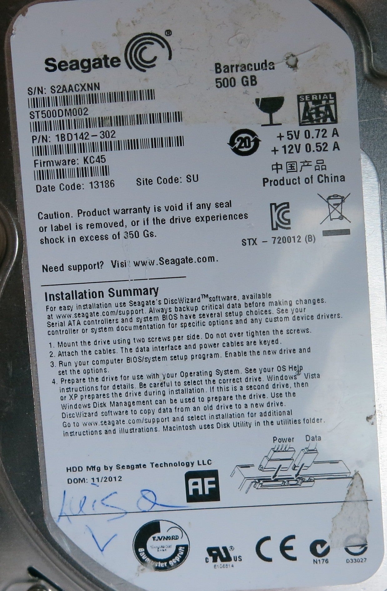 ST500DM002 FW KC45 100535704 REV C PCB