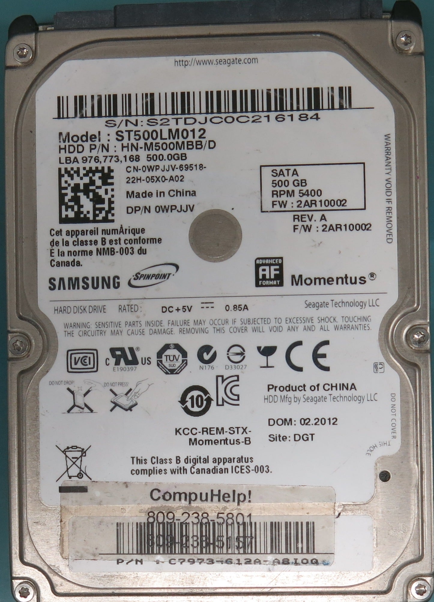 ST500LM012, 500GB 2.5