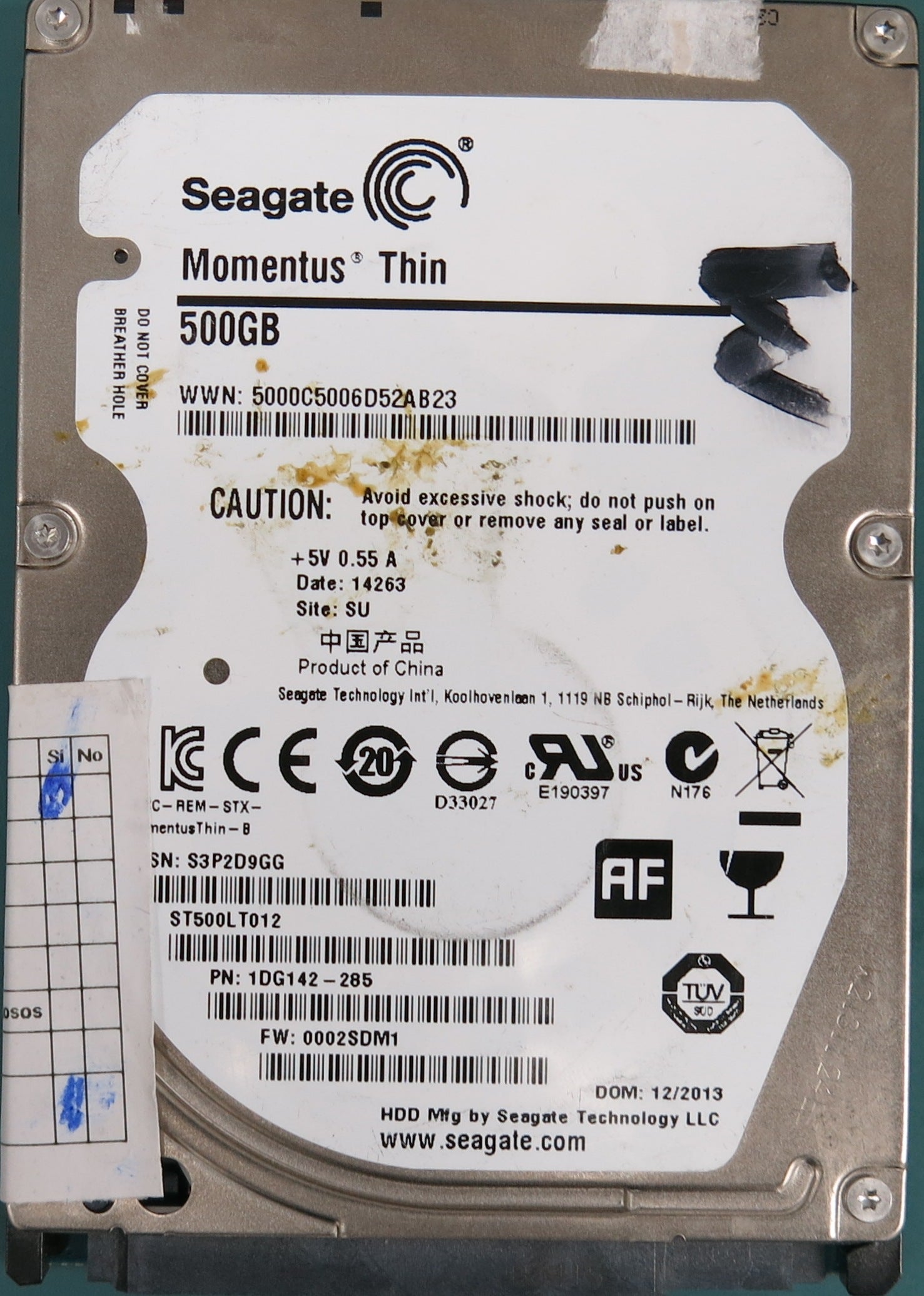 ST500LT012, P/N:  1DG142-285, FW: 0002SDM1, 500GB 2.5