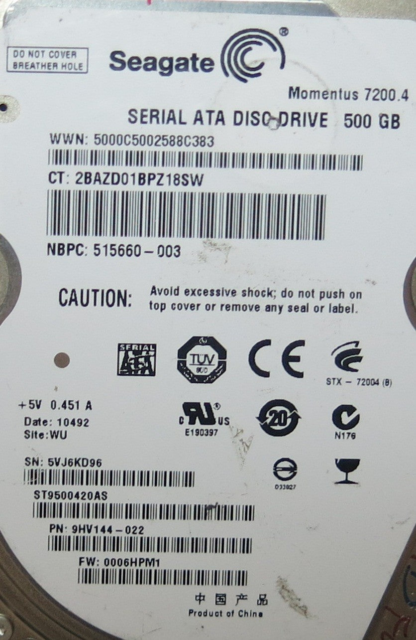 ST9500420AS  0006HPM1 100537087 REV A PCB