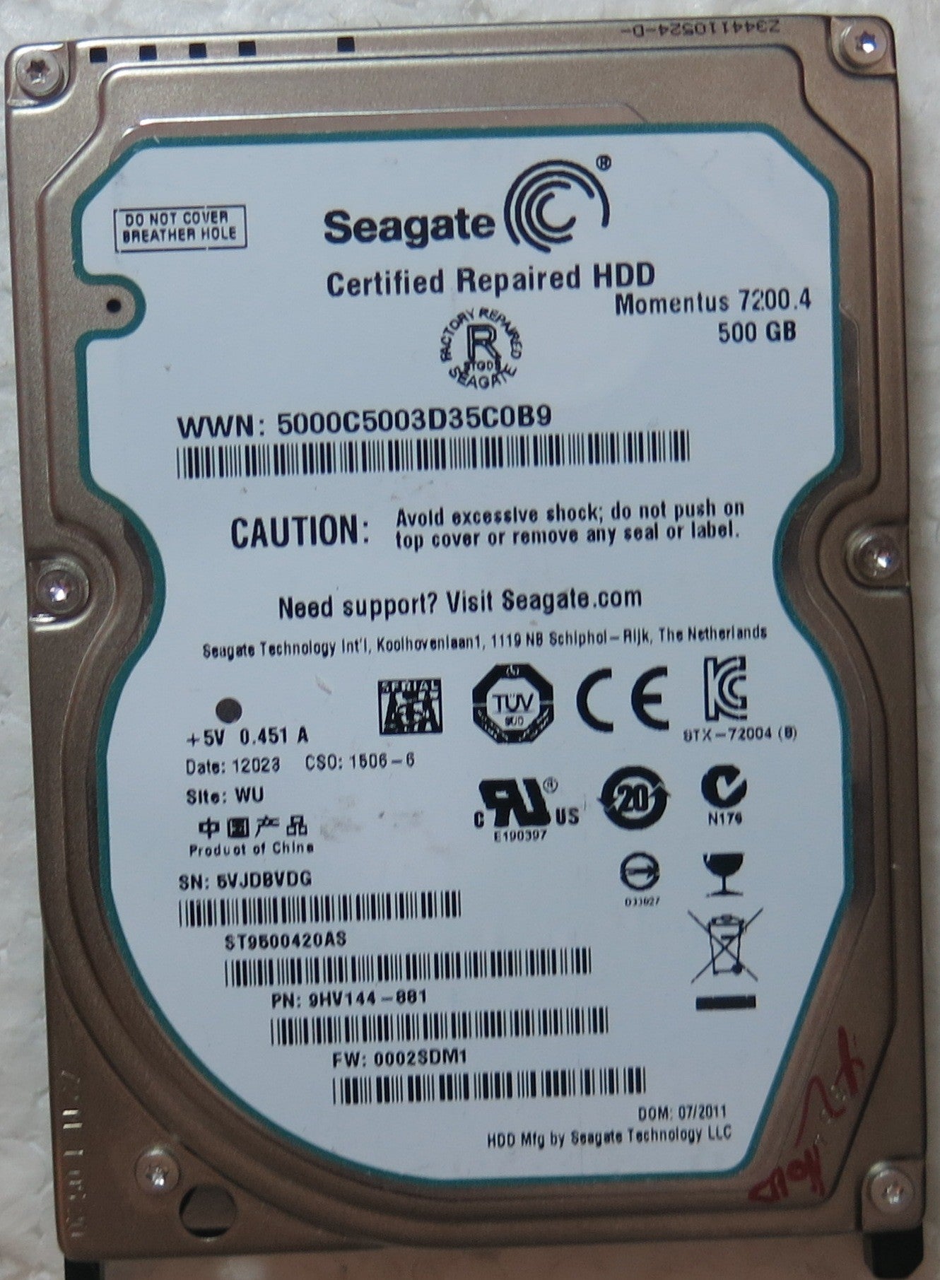 ST9500420AS FW 0003SDM1 100536286 REV E PCB