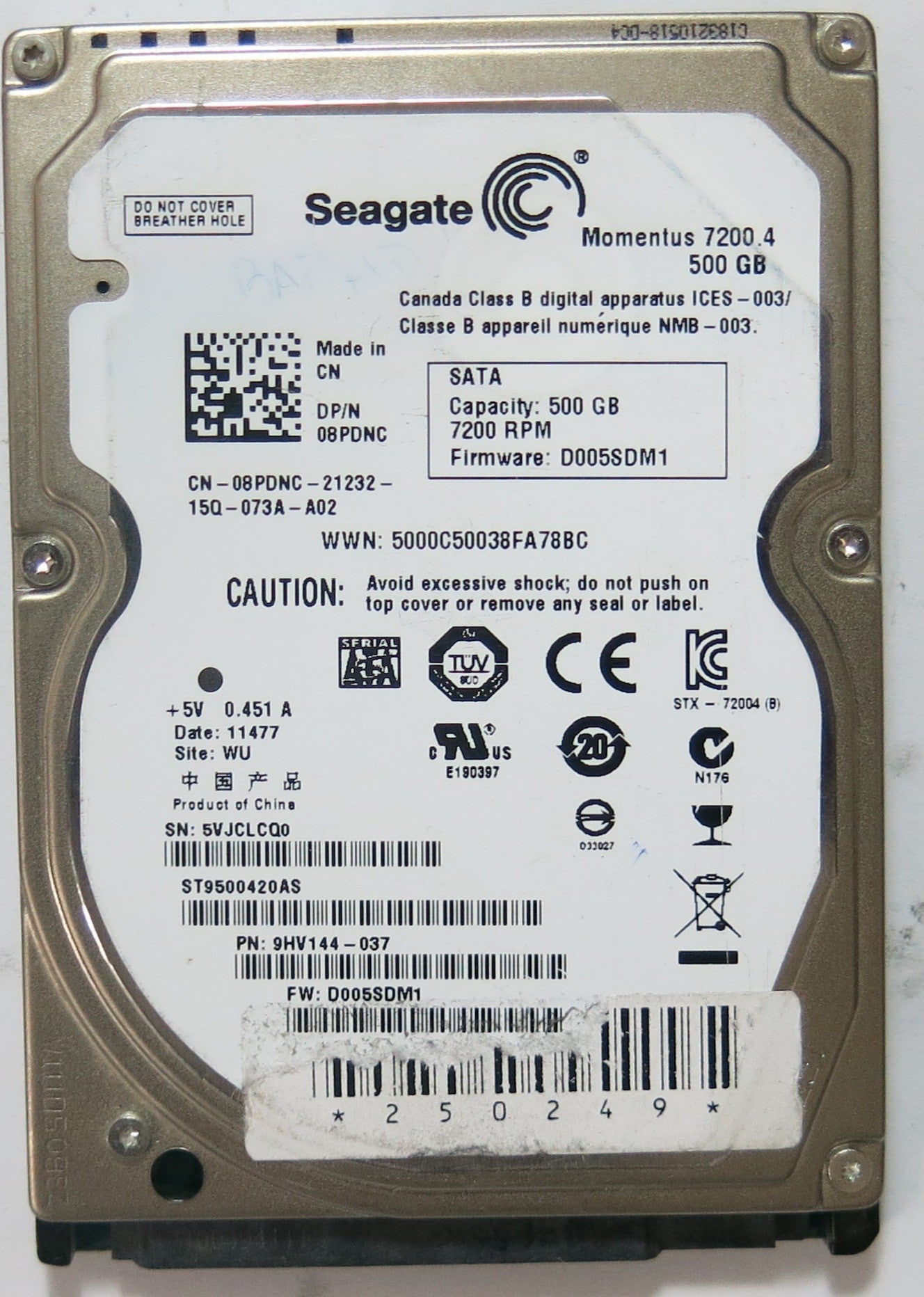 ST9500420AS PN 9HV144-037FW D005SDM1 500GB
