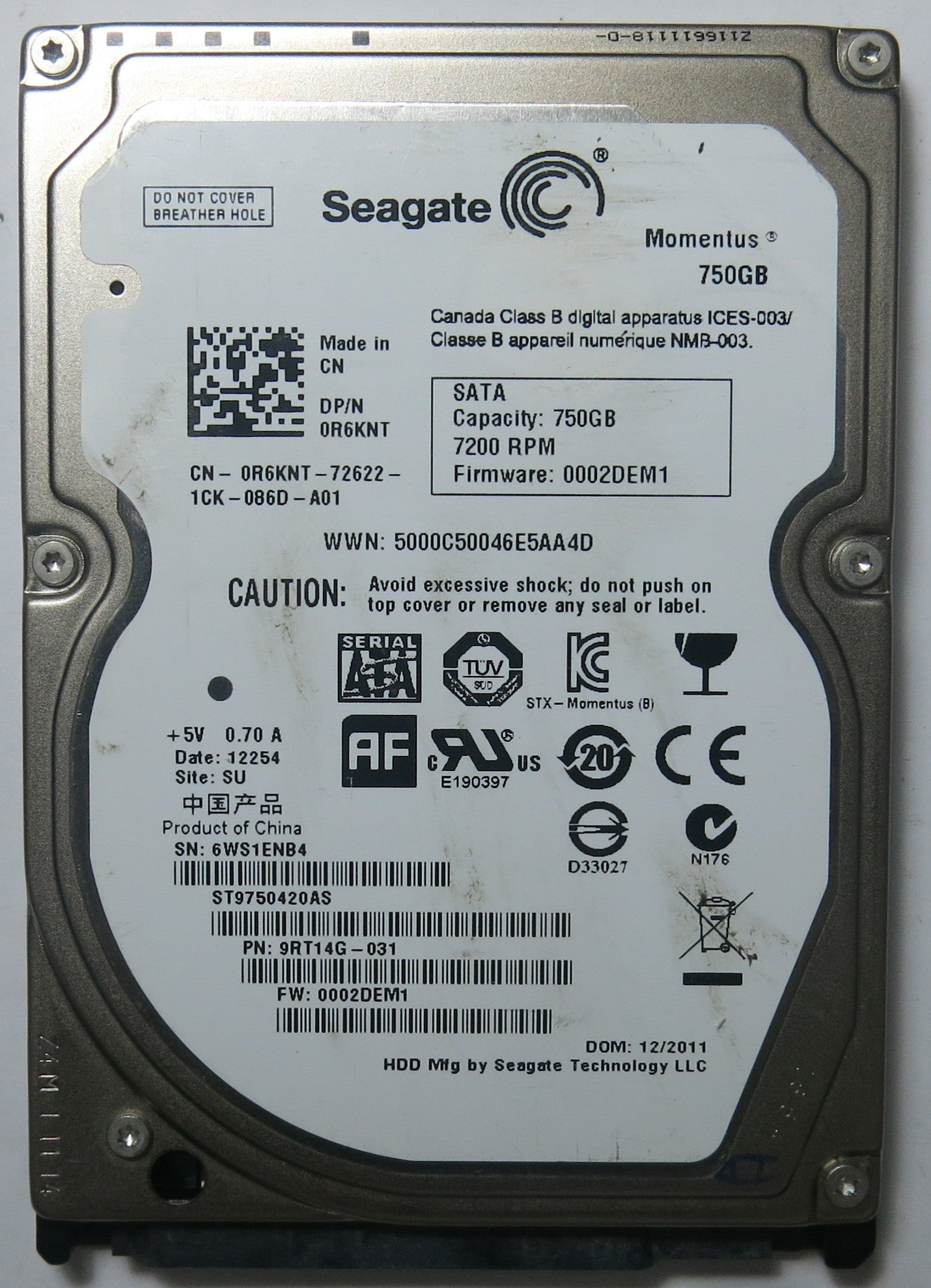 ST9750420AS PN 9RT14G-031 FW 0002DEM1