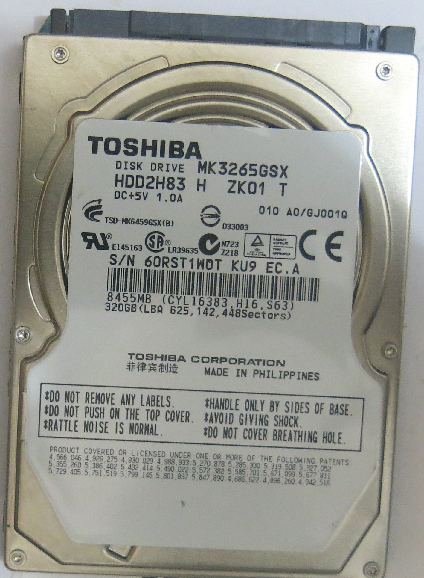 MK3265GSX HDD2H83 H ZK01 T