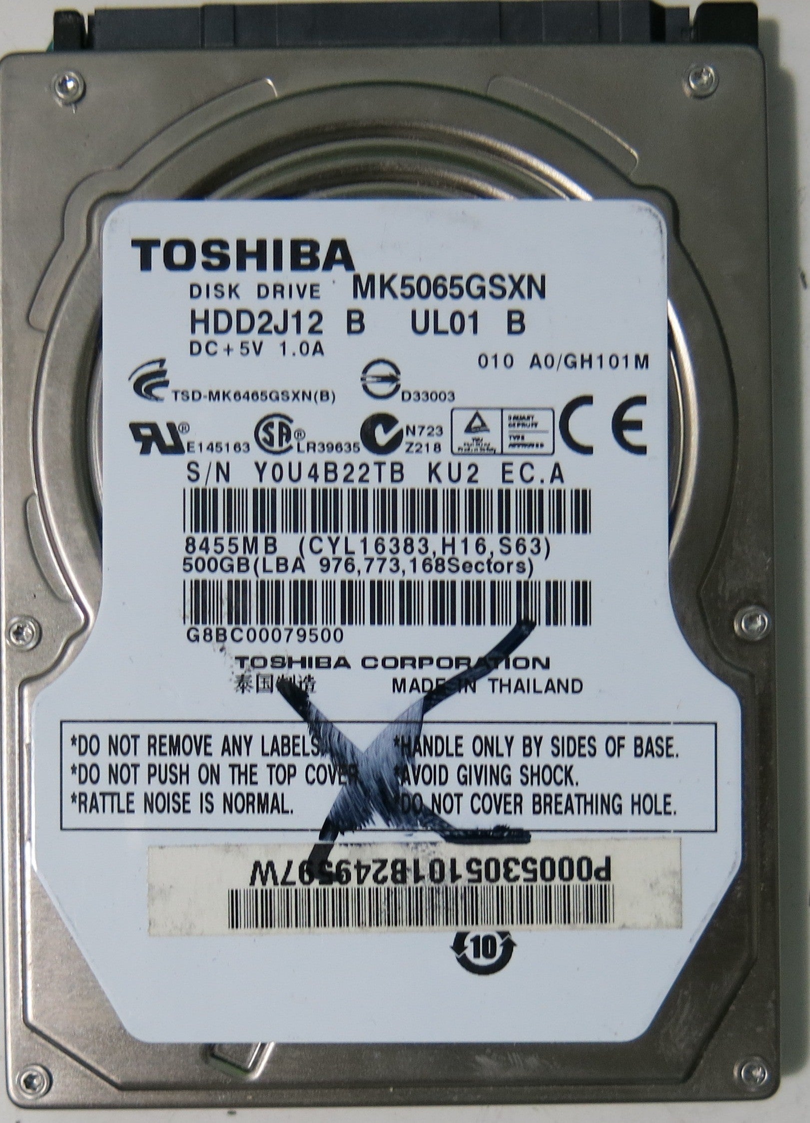 MK5065GSXN HDD2J12 B UL01 B PCB G002706A,  500.GB