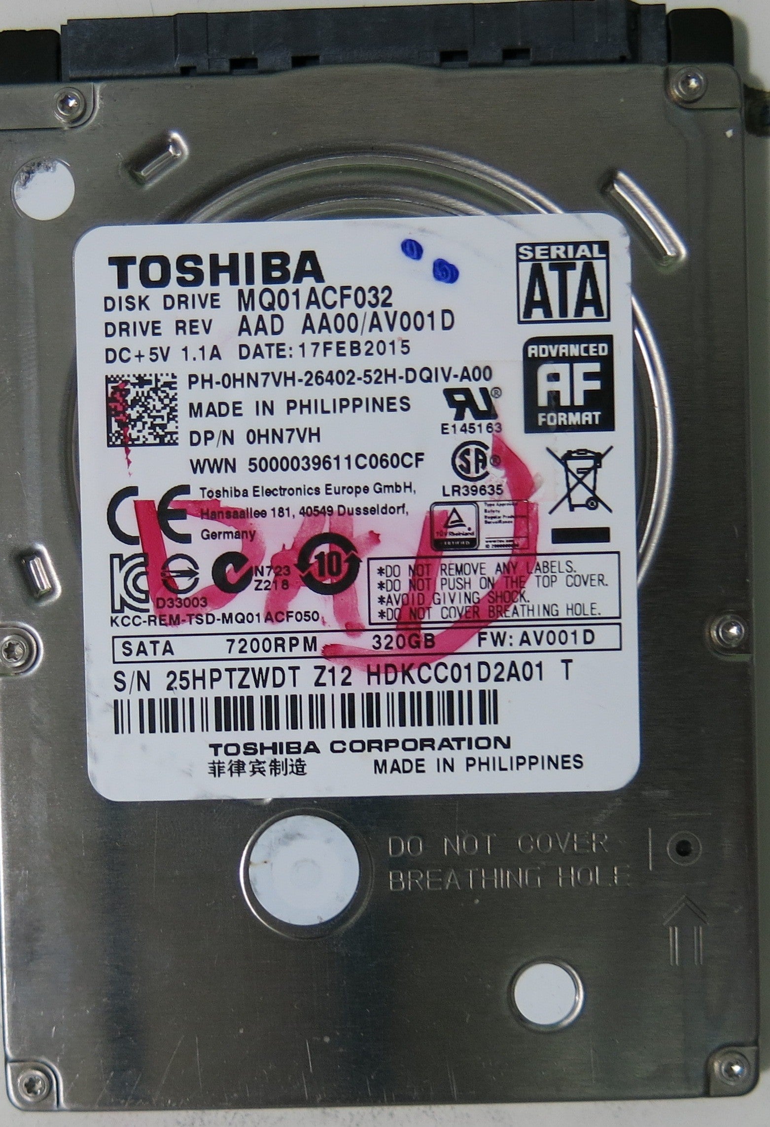 MQ01ACF032 AAD AA00/AV001D PCB G003235C,  320.GB