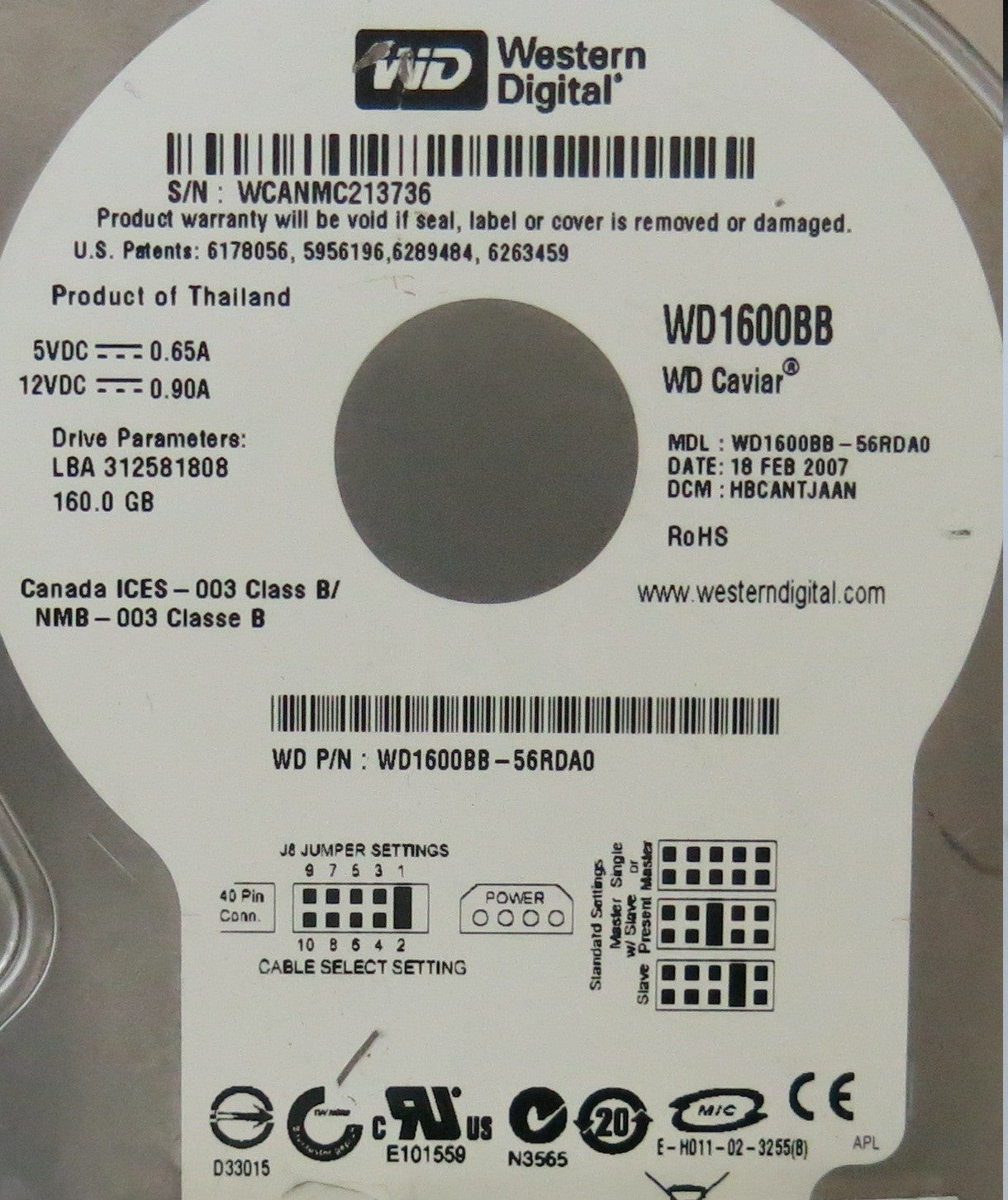WD1600BB-56RDA0 2060-701292-002 REV A  PCB