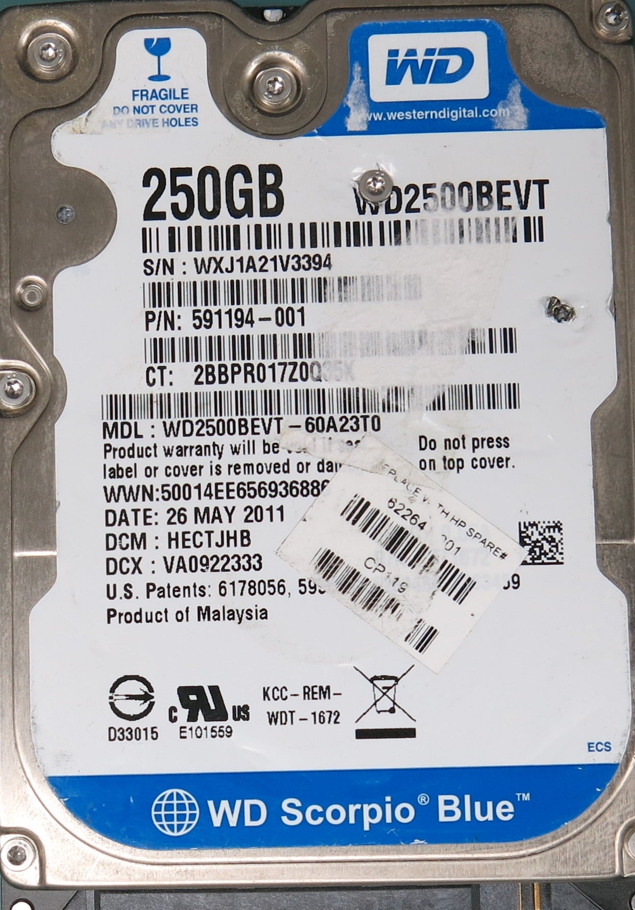 WD2500BEVT-60A23T0 DCM HECTJHB 250GB 2.5